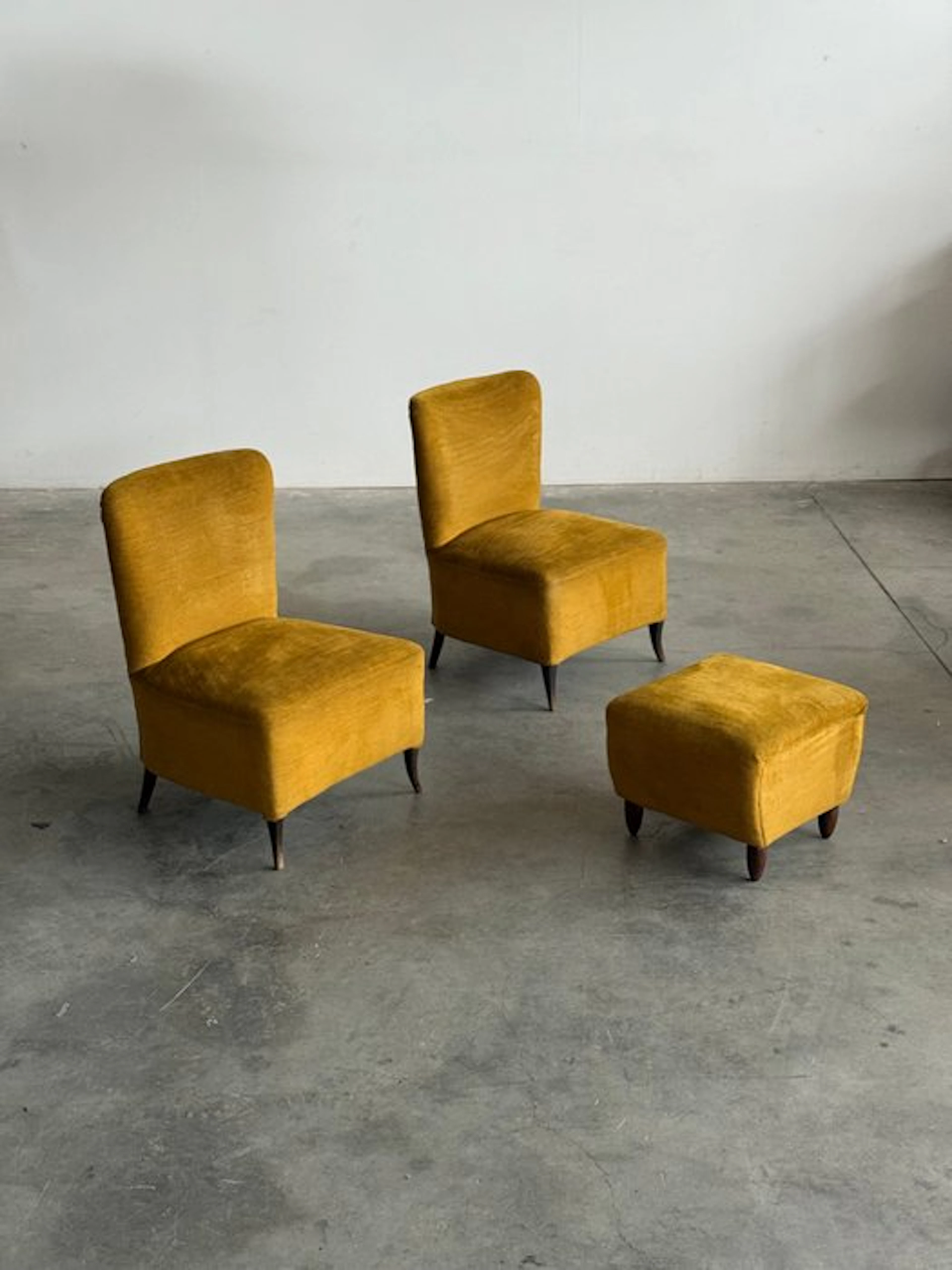 Lounge chair with ottoman - Wood, Textile - Art Deco Lounge