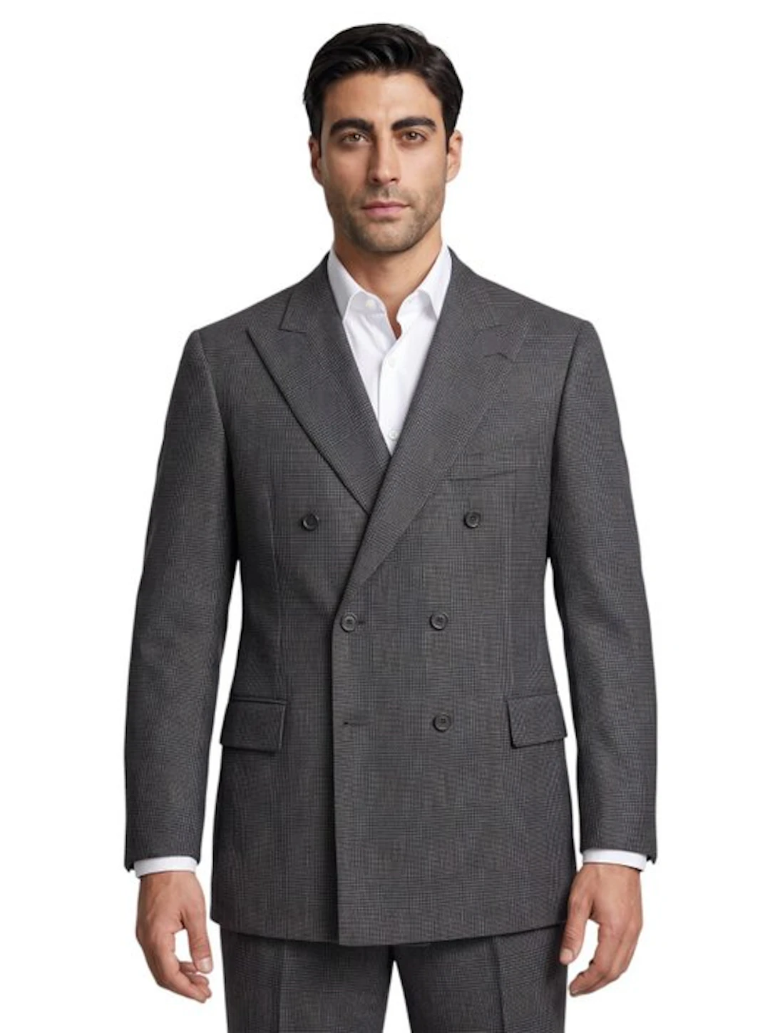 RUBINACCI NAPOLI - 50 IT - Double Breasted Suit Gray Wool...