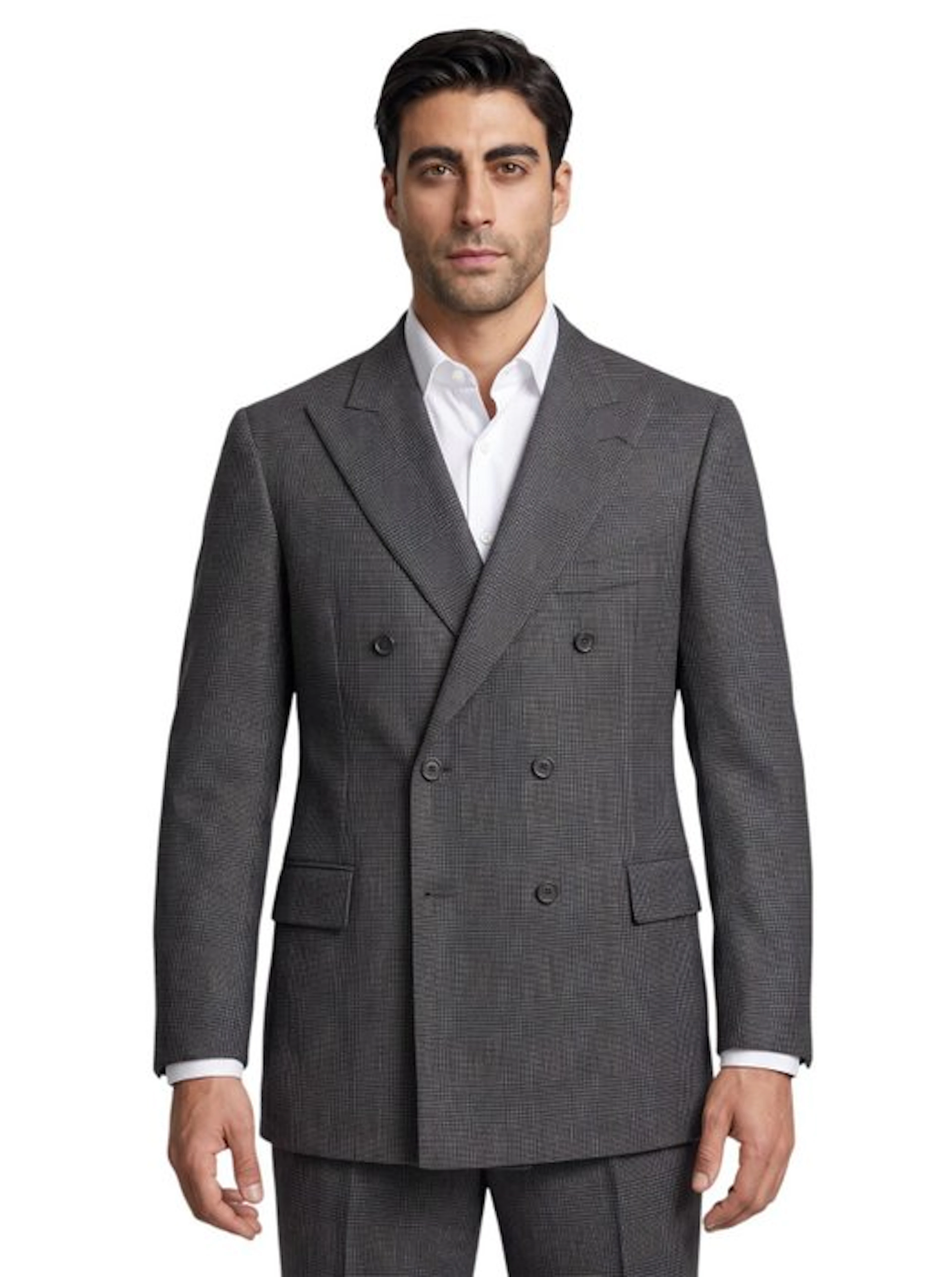 RUBINACCI NAPOLI - 50 IT - Double Breasted Suit Gray Wool...