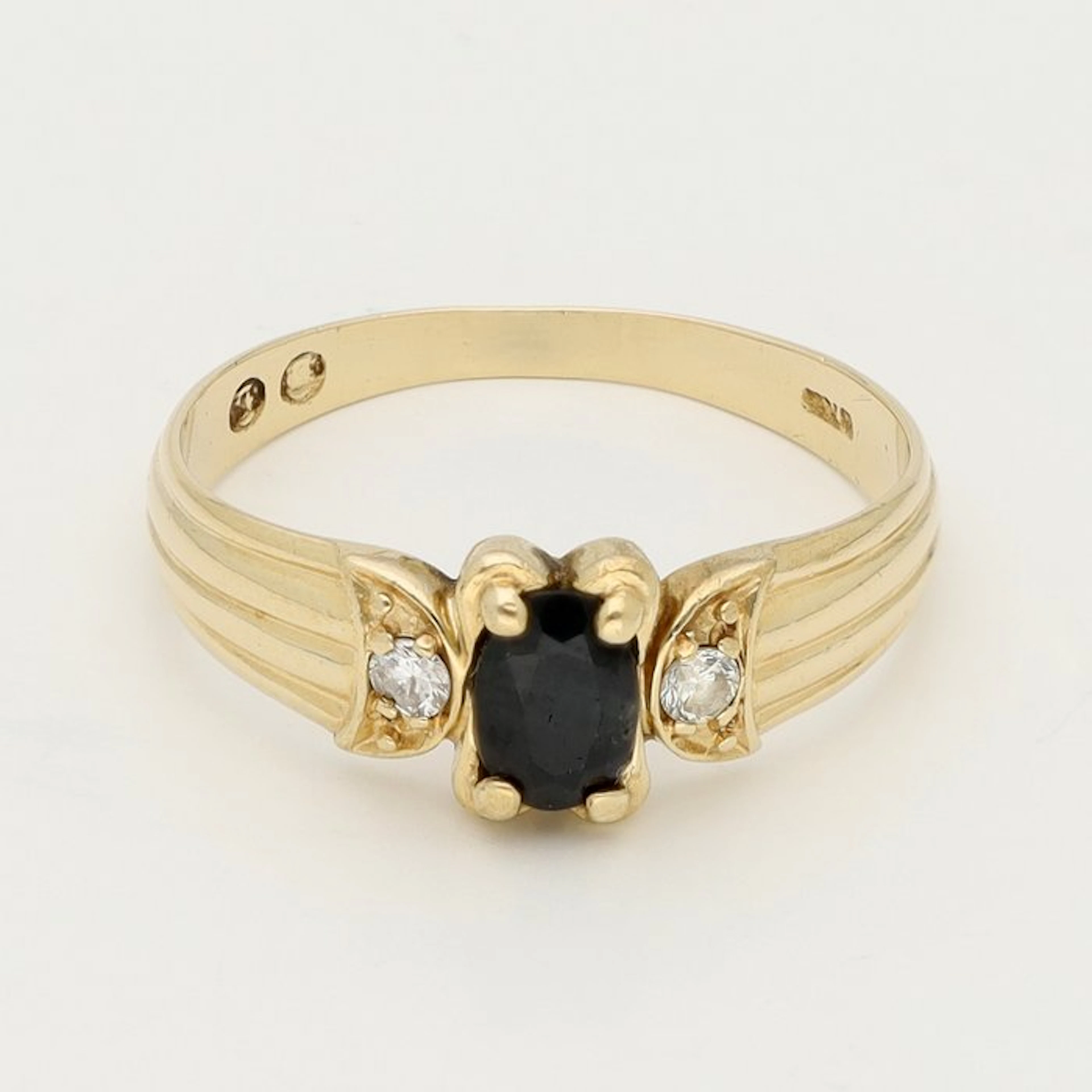 Ring - 14 kt. Yellow gold Diamond (Natural) - Sapphire