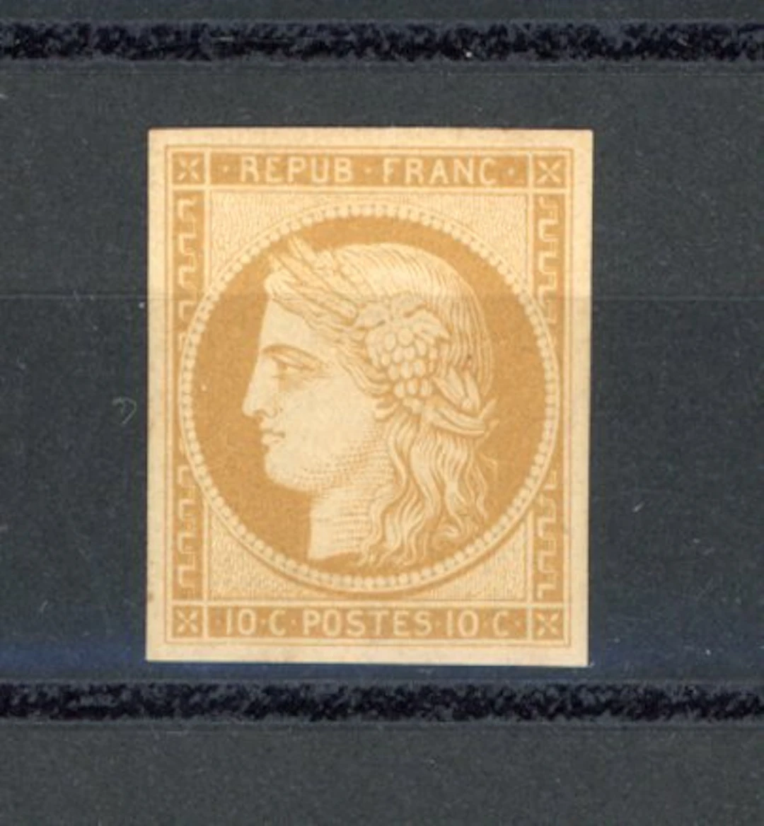 France 1862 - Estimate: €800, superb reprint of the 10c stamp. - Yvert n°1f