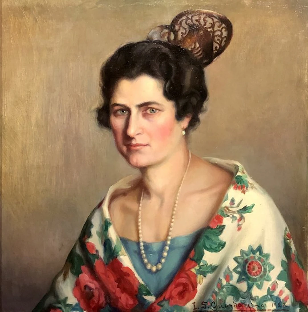Ignacio Sánchez-Guardamino (1898-1984) - Portrait of a Lady in a Manila shawl