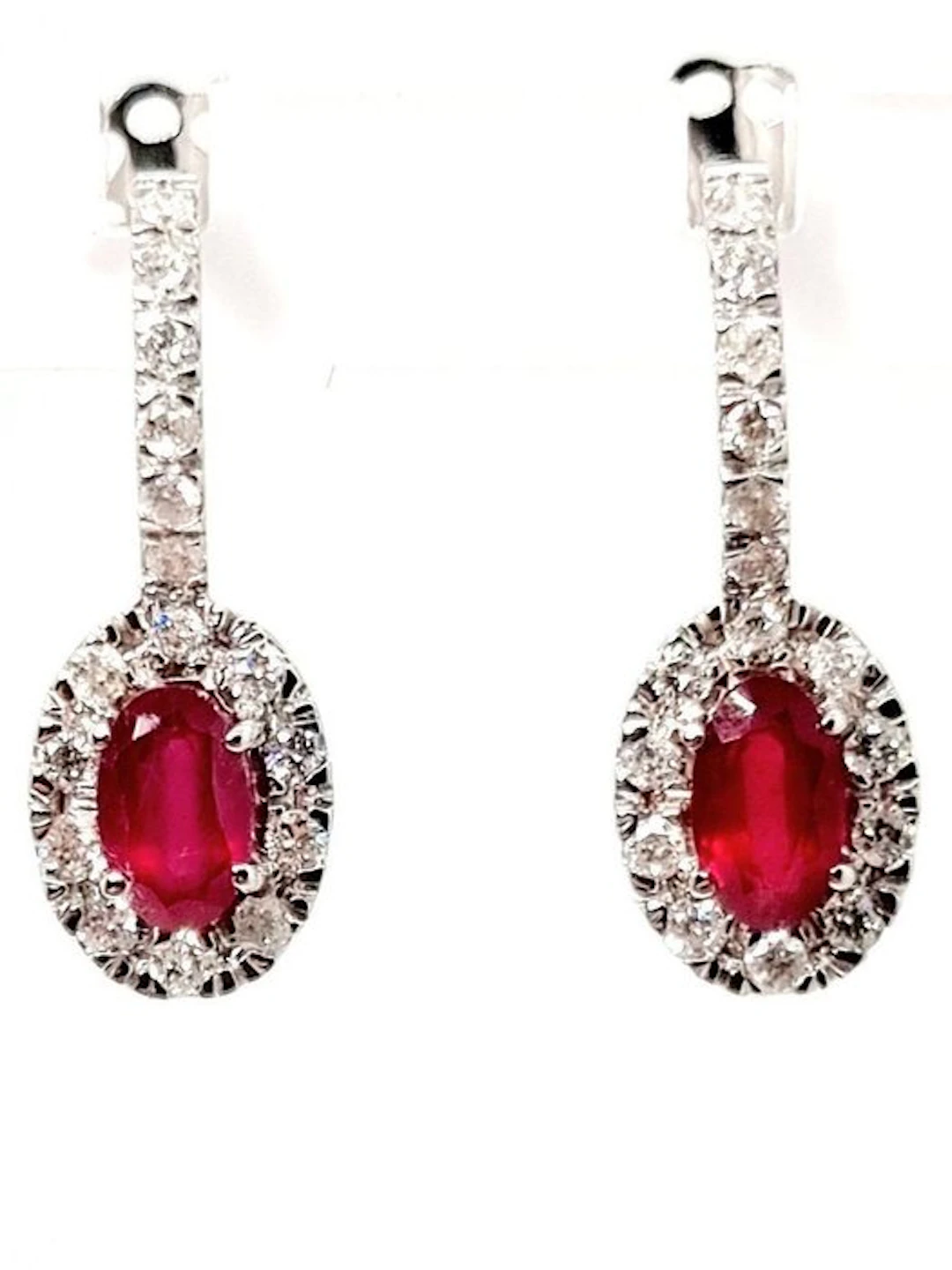 Earrings - 18 kt. White gold Ruby - Diamond
