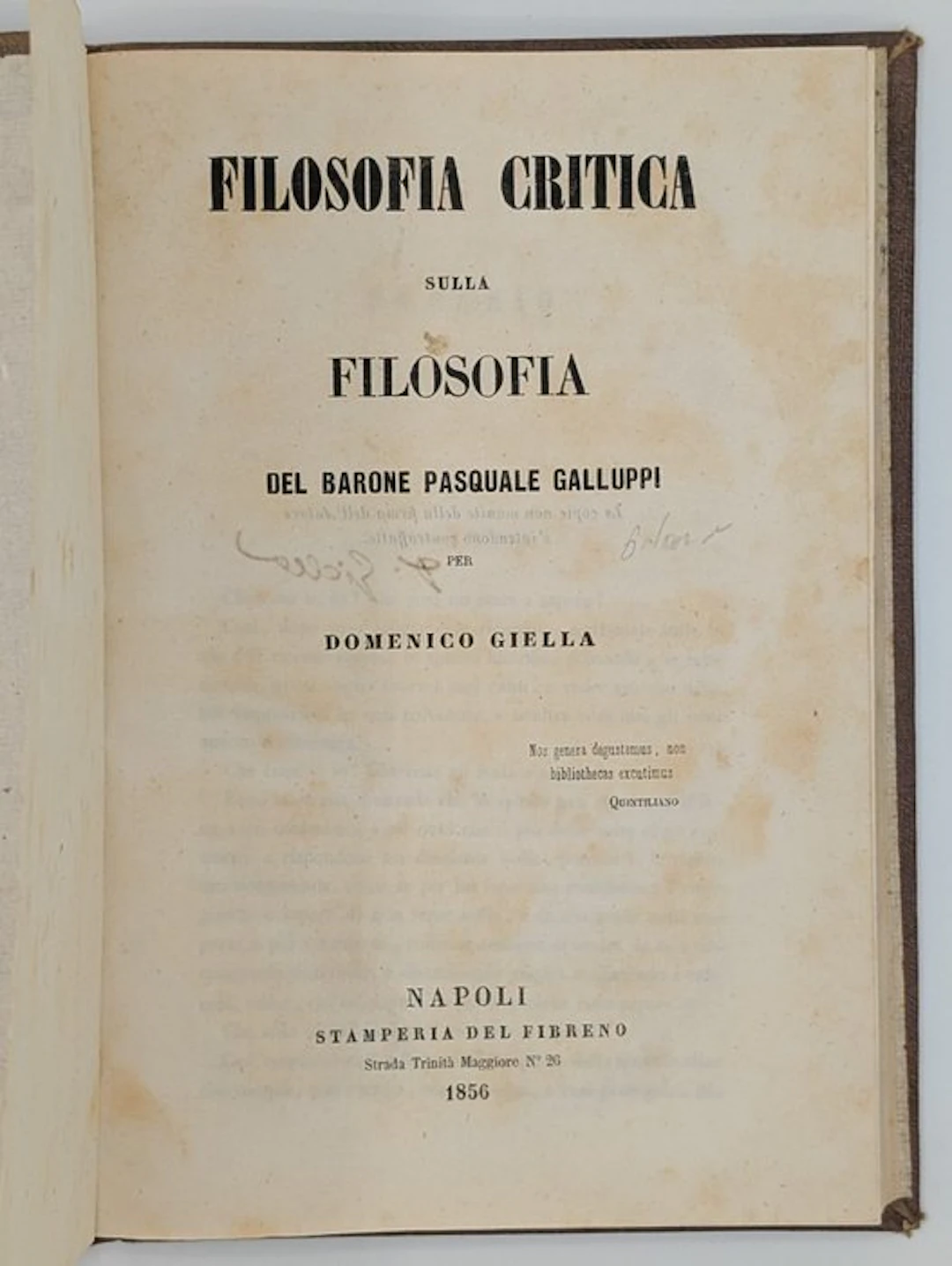 Domenico Giella - Filosofia critica sulla filosofia del...