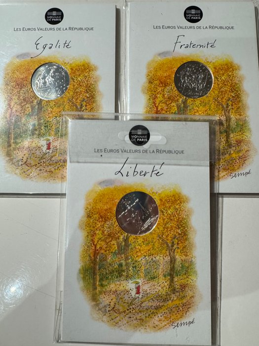 France. 10 Euro 2014 "Sempe" (3 monnaies) (No reserve price)