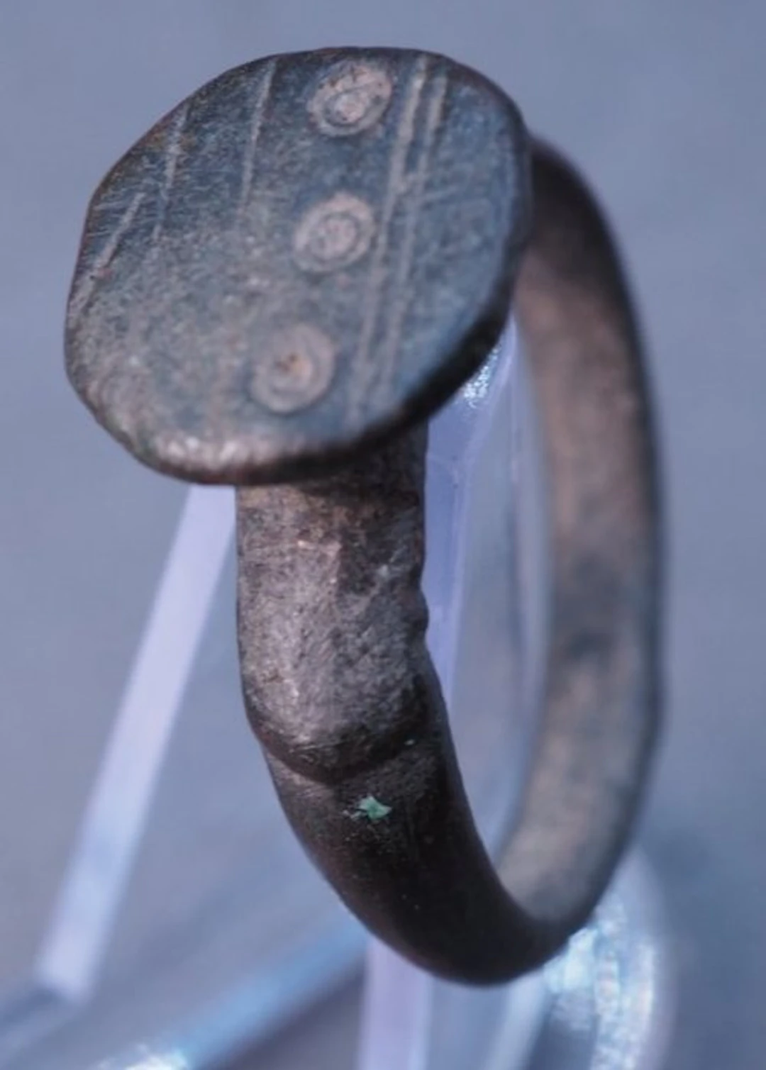 Ancient Roman Bronze Ring with Protective Ring-and-Dot...