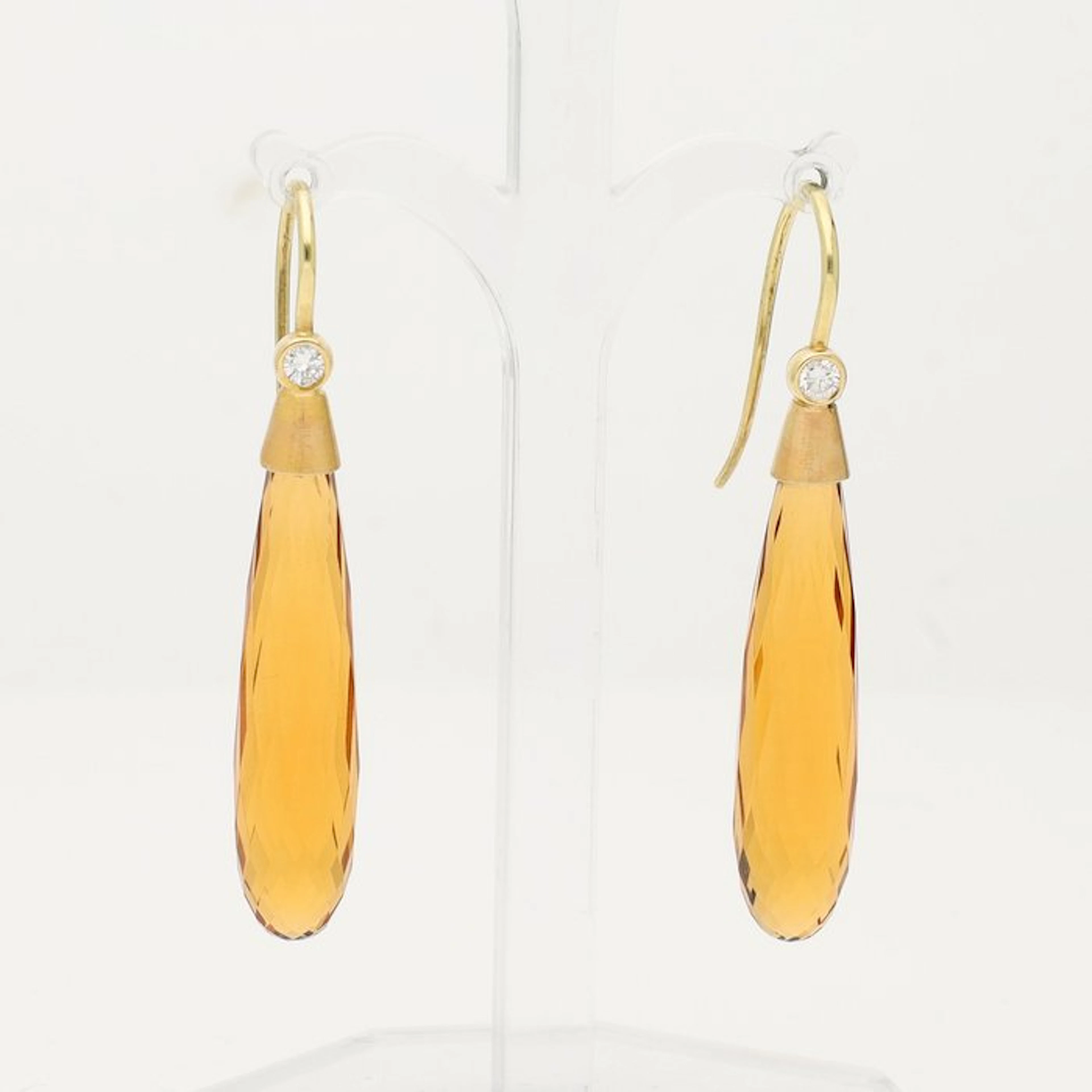 Earrings - 14 kt. Yellow gold - Diamond - Topaz