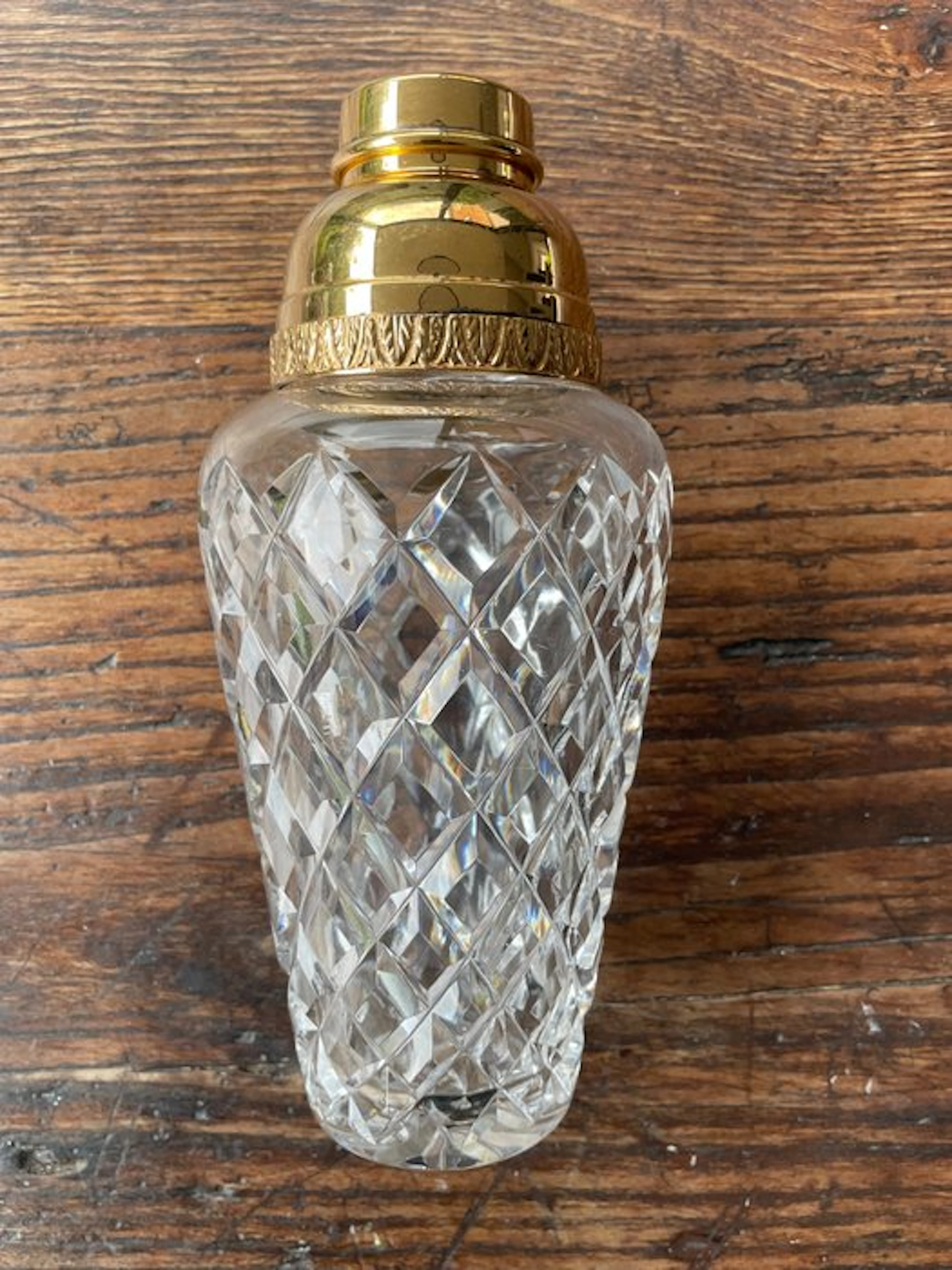 Val Saint Lambert - Cocktail shaker - Crystal - Beautiful gilded shaker