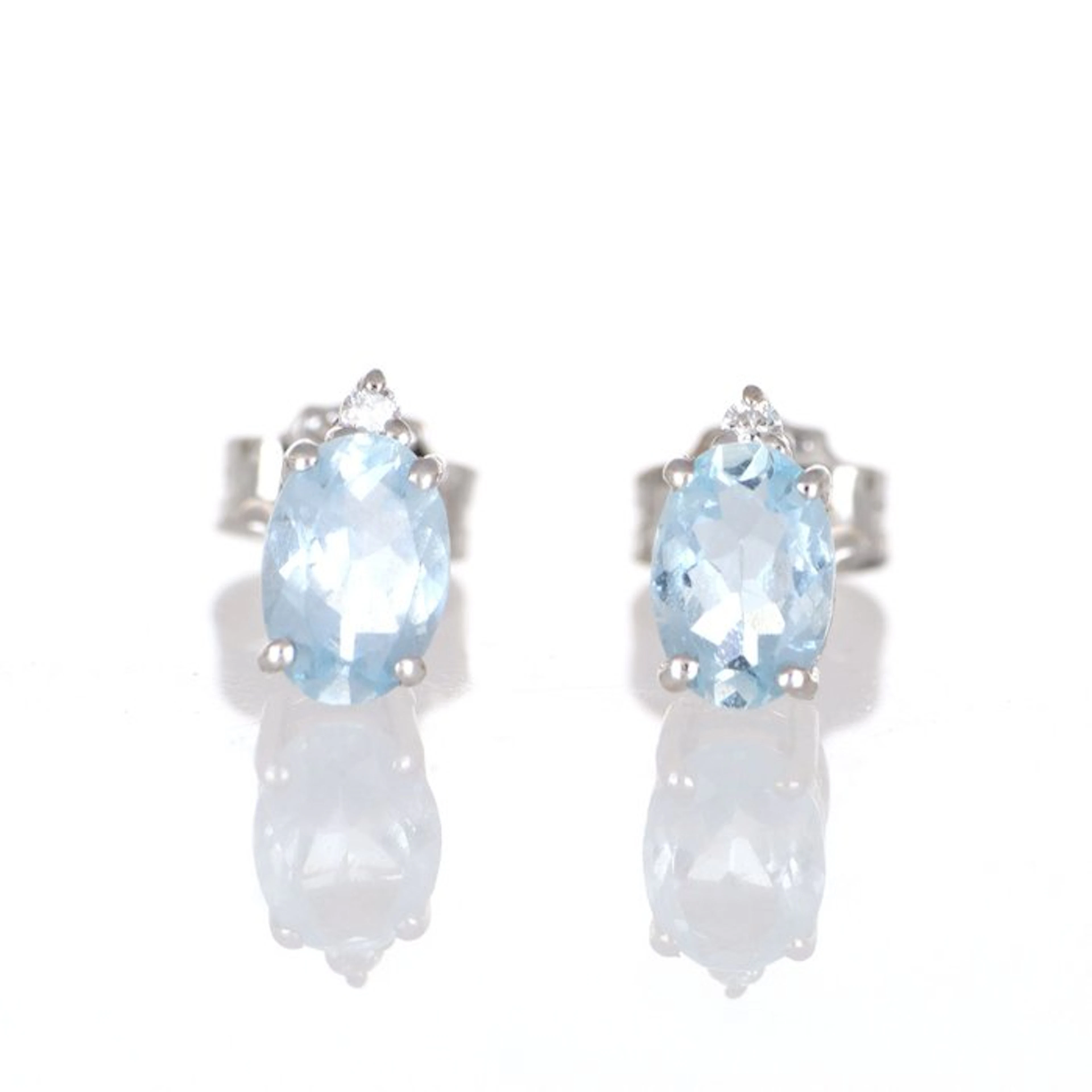 No reserve price - Earrings - 18 kt. White gold Aquamarine - Diamond
