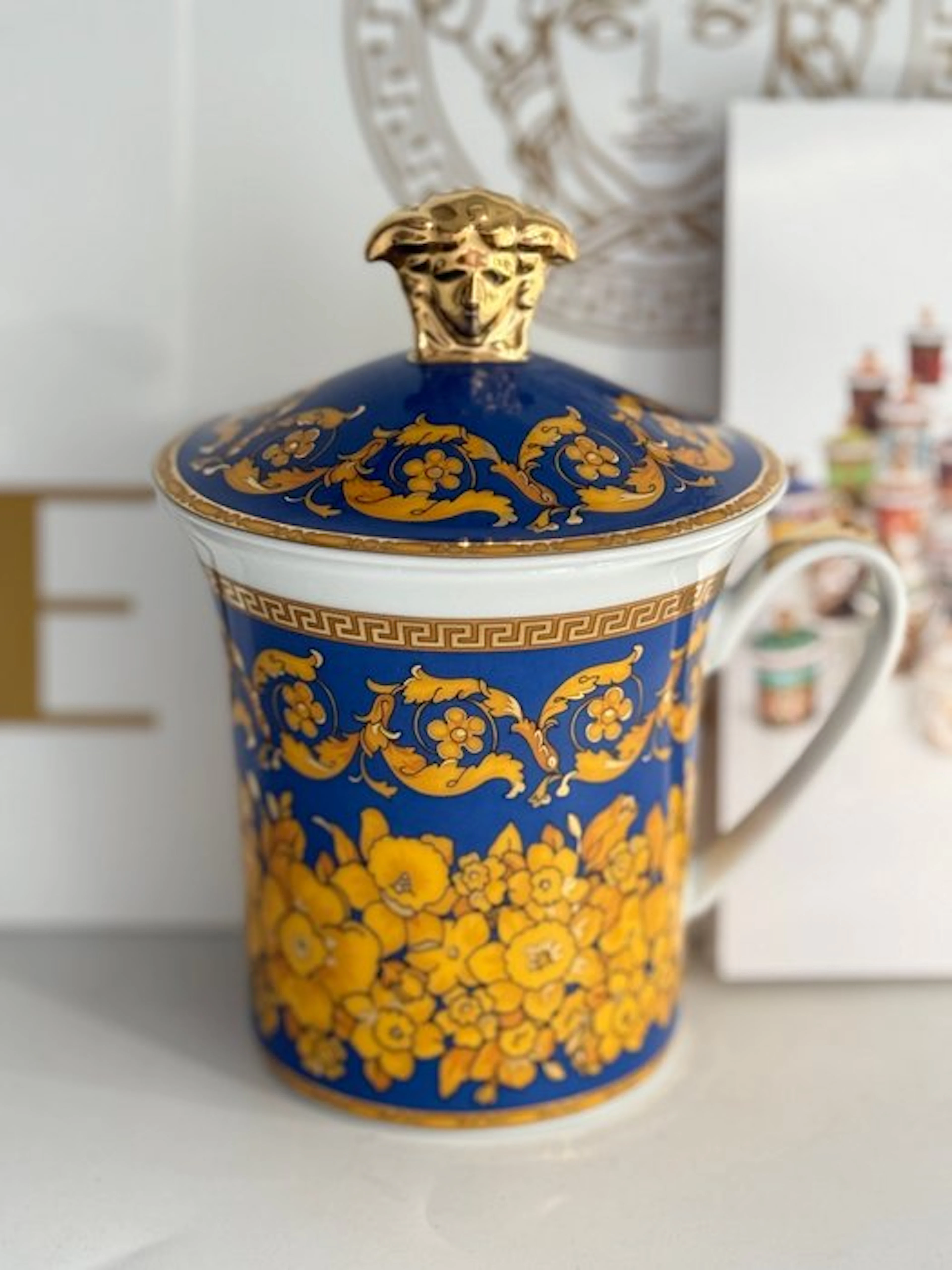 Rosenthal - Versace - Mug - Floralia Blue Cup with Lid /...