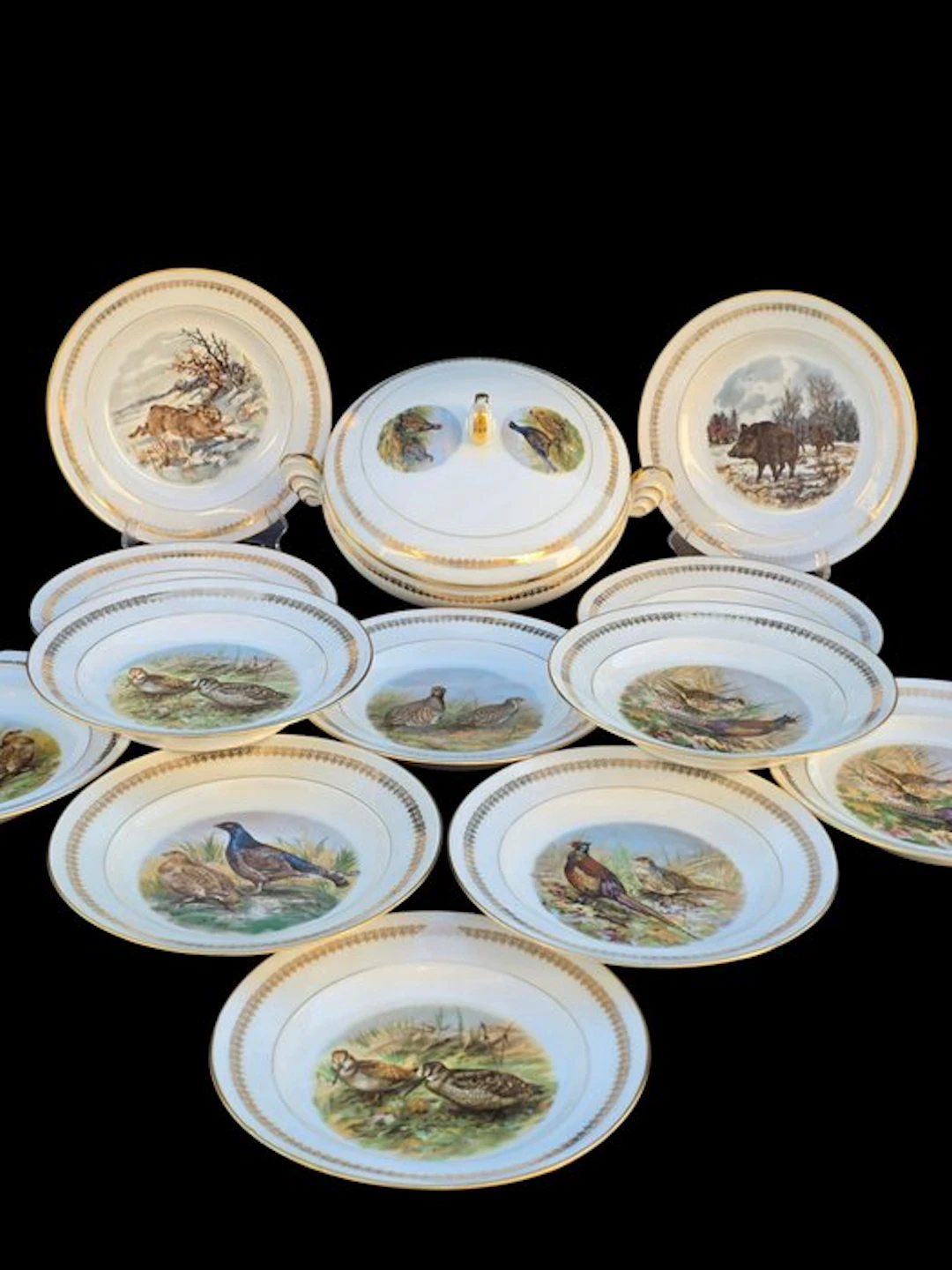 P.L Limoges france - Service potage gibier Chasse - P.L...