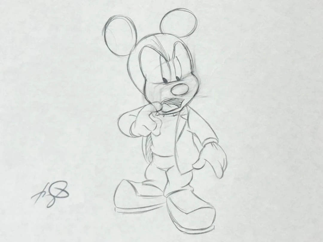 Walt Disney - Original Animation Drawing of Mickey Mouse - House of
