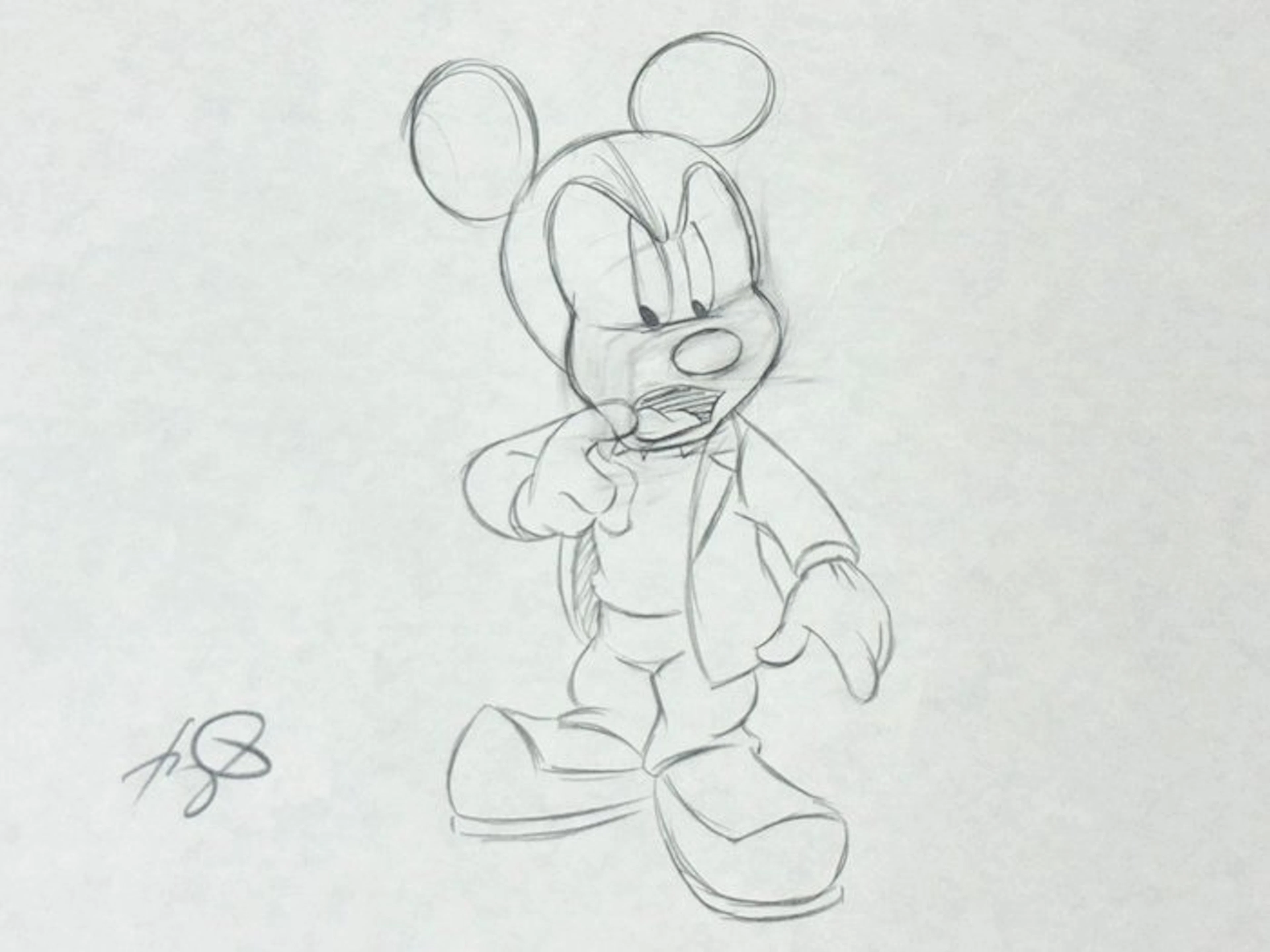 Walt Disney - Original Animation Drawing of Mickey Mouse - House of