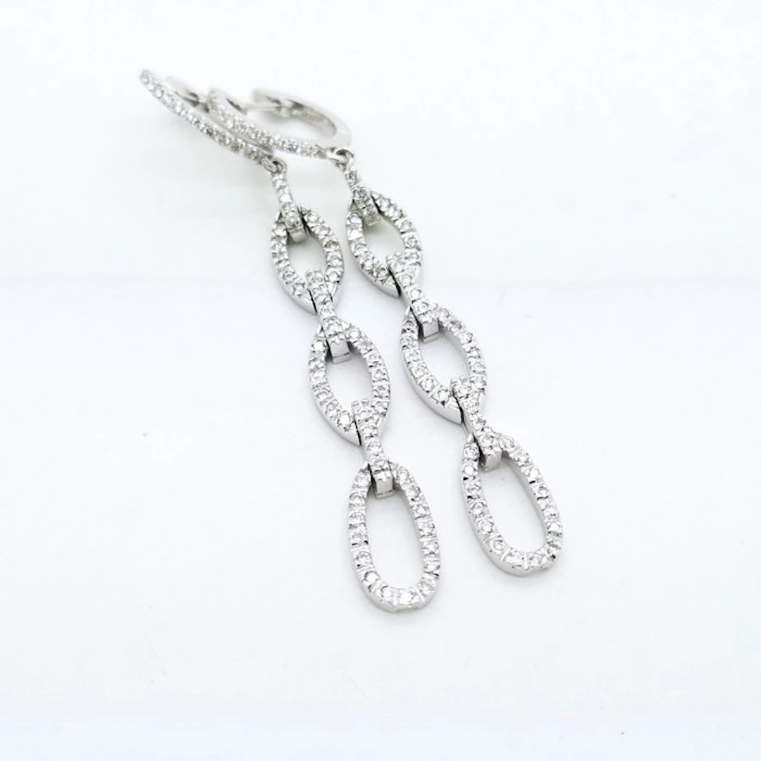 No reserve price - Earrings - 18 kt. White gold - 1.18ct. tw. Diamond (Natural)