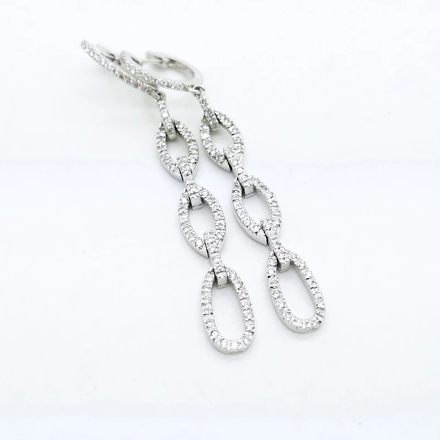 No reserve price - Earrings - 18 kt. White gold - 1.18ct. tw. Diamond (Natural)