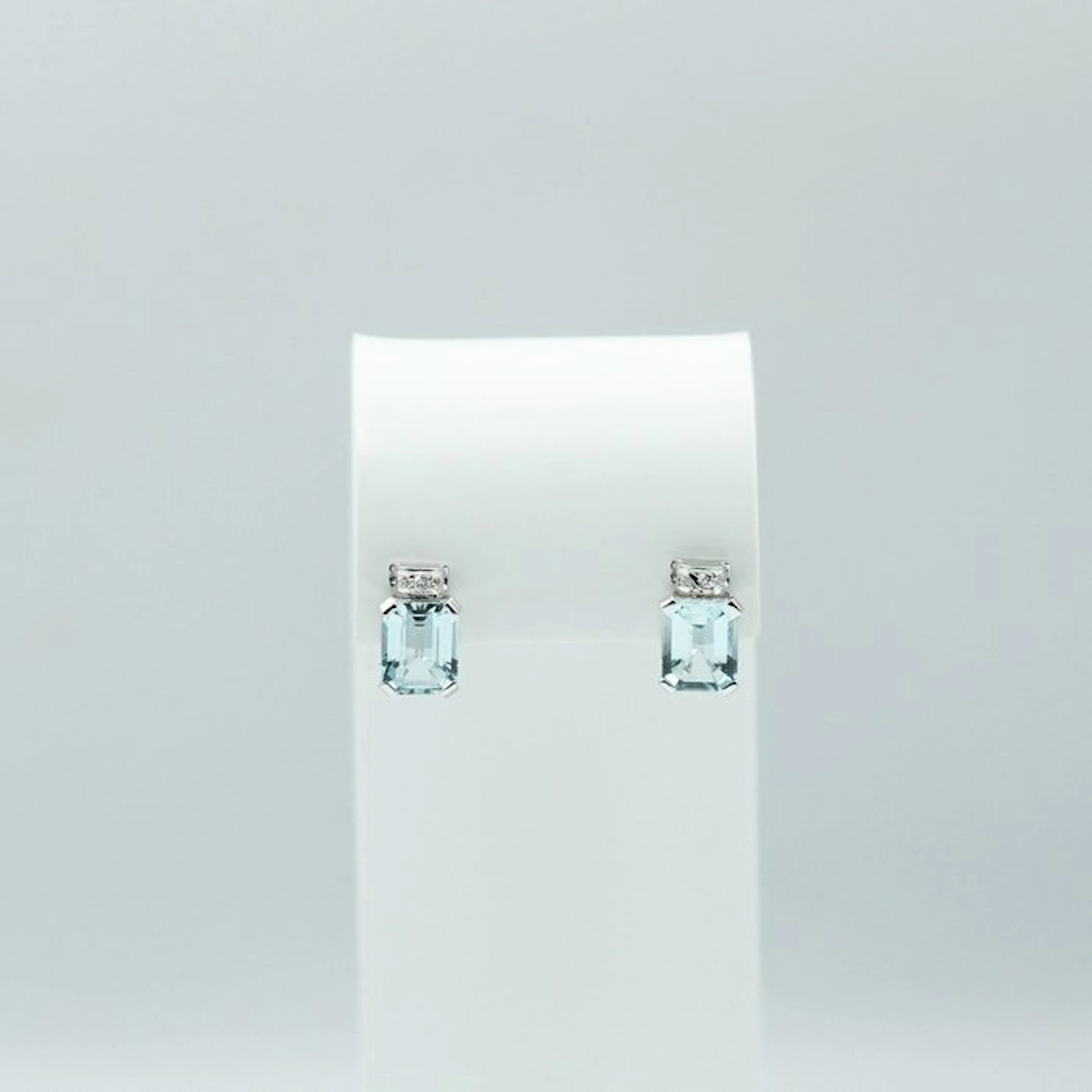 Earrings - 18 kt. White gold Aquamarine - Diamond
