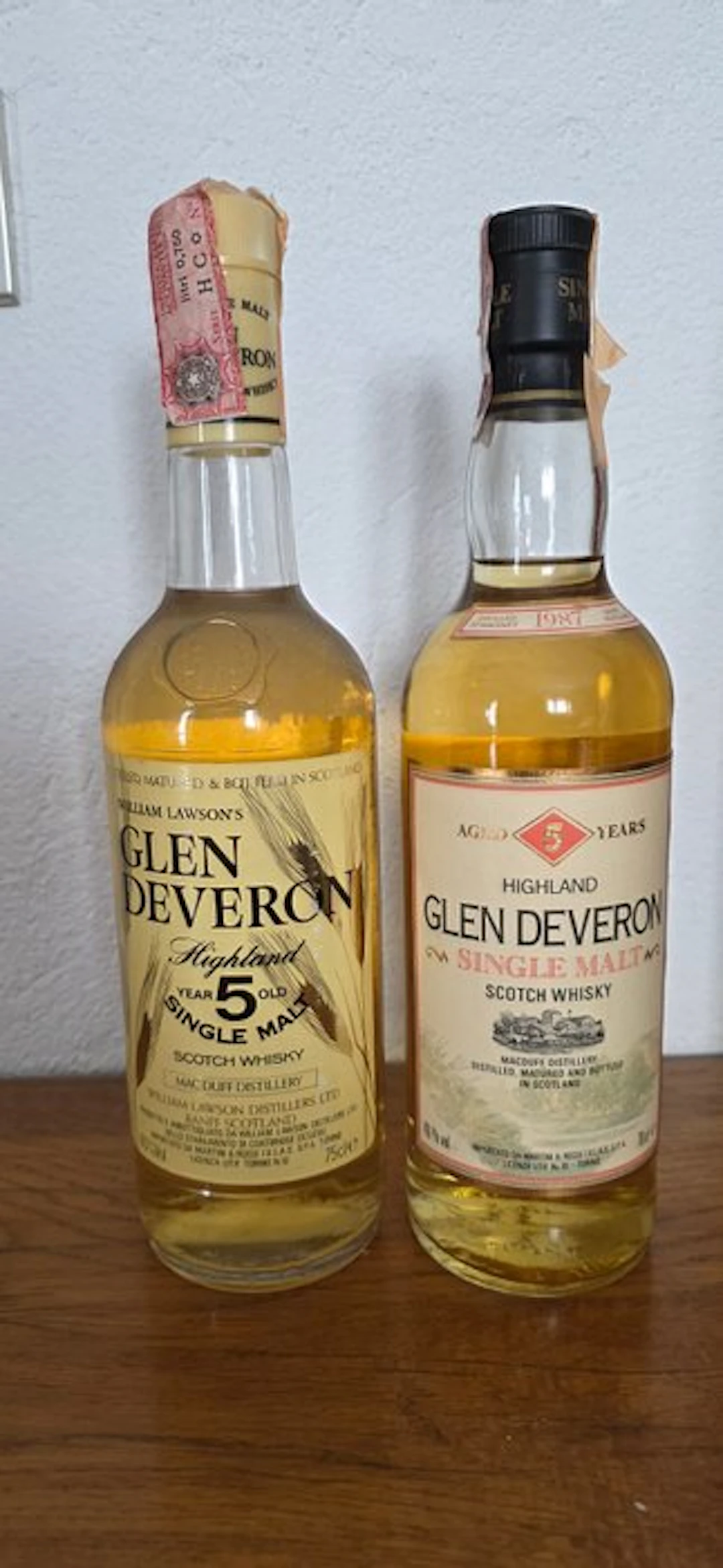 Glen Deveron 5yo + Glen Deveron 1987 5yo - 75cl, 70cl - 2 bottles