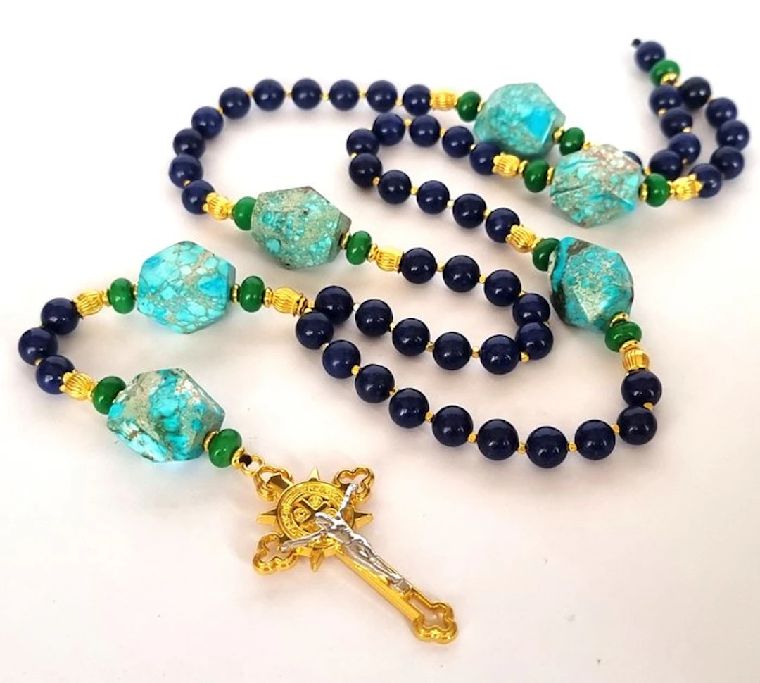 Chrysocolla & Lapis-lazuli – Rosary - Saint Benedict's...