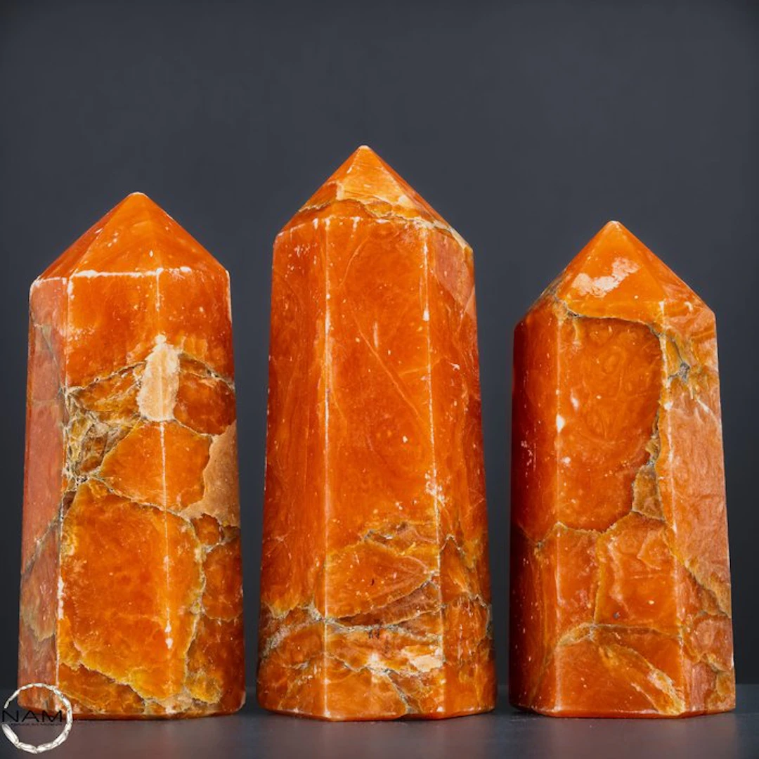 Exclusive sun calcite set from Madagascar – Warm elegance...
