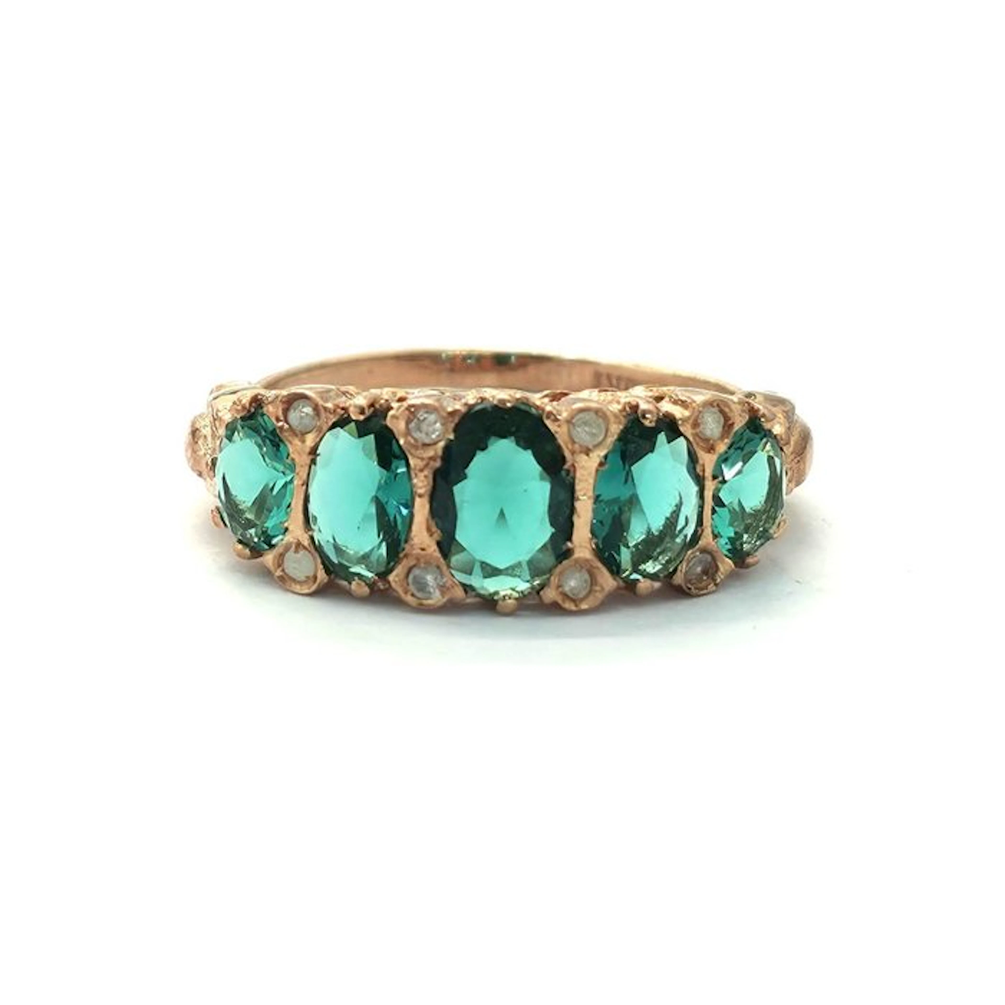 No reserve price - Ring - 9 kt. Rose gold, Silver Spinel - Diamond