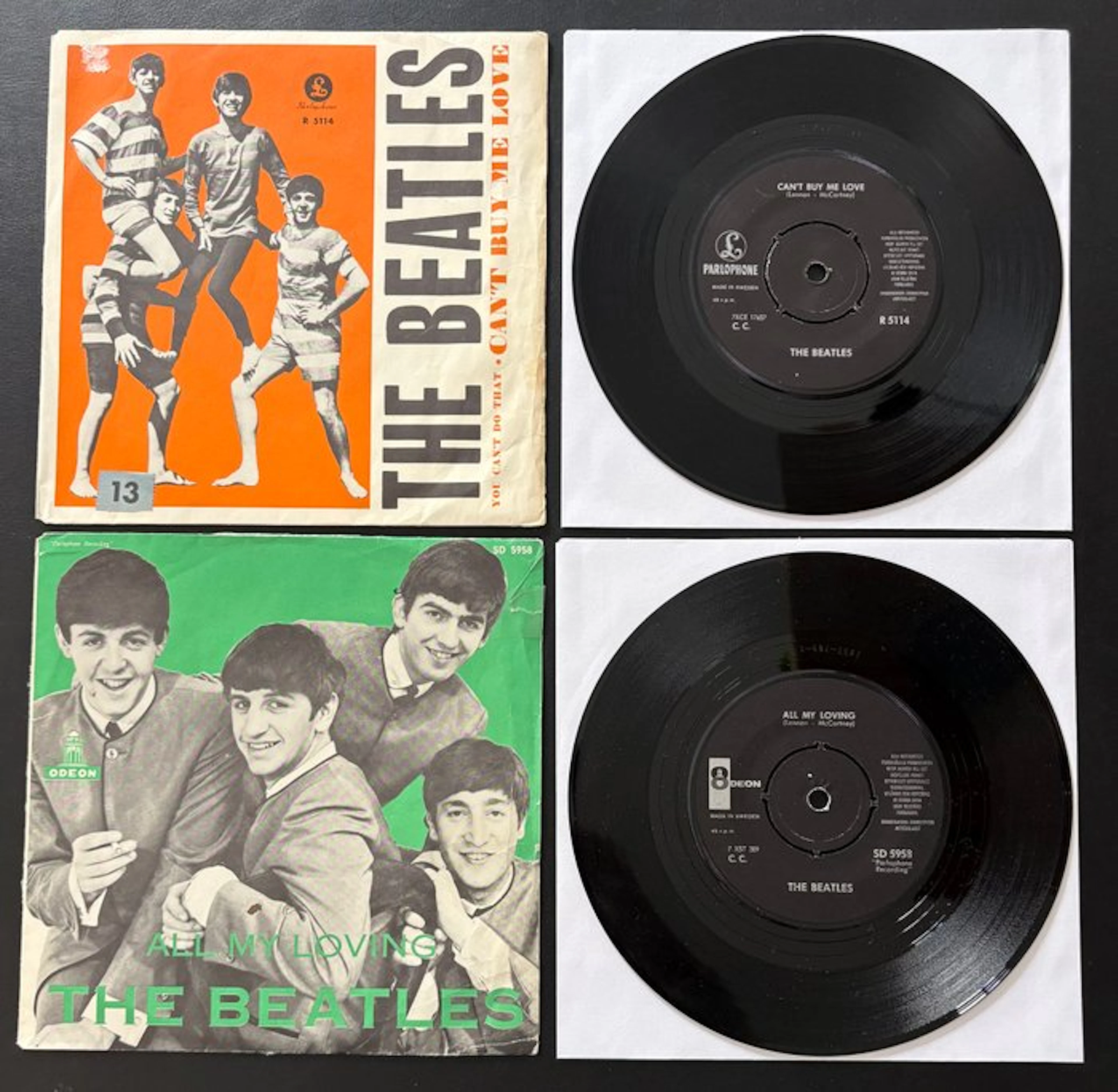 Beatles - Set of 2 VERY RARE Swedish 7" Singles –...