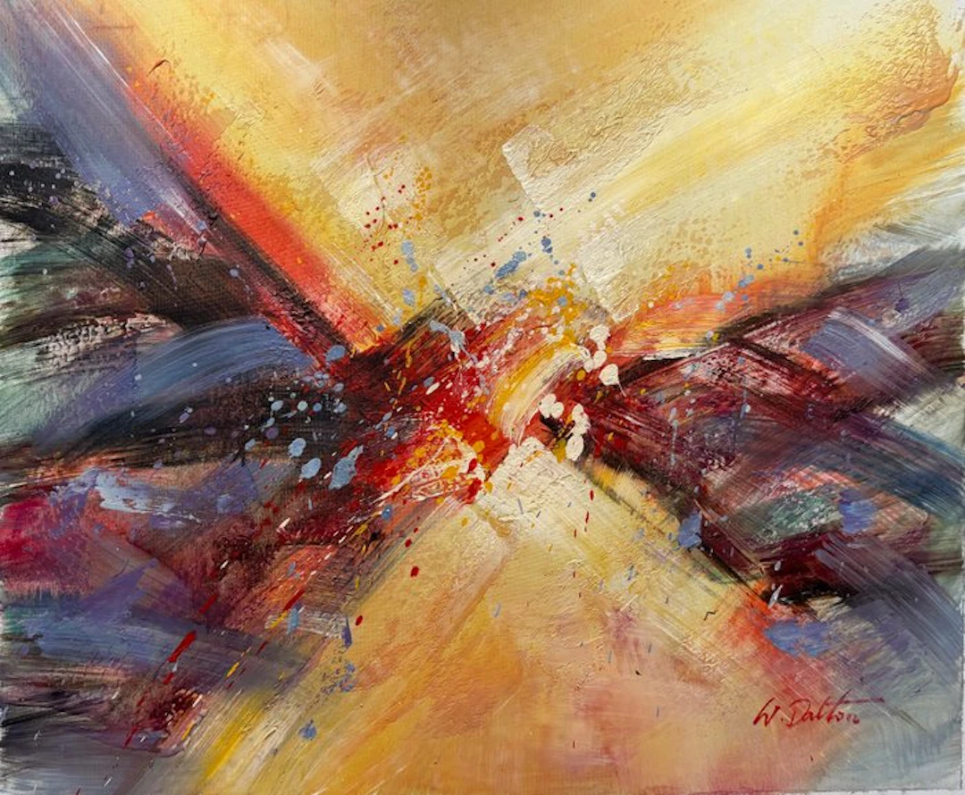 Will Dalton ( 1965 - ) - Composition abstraite rouge et or