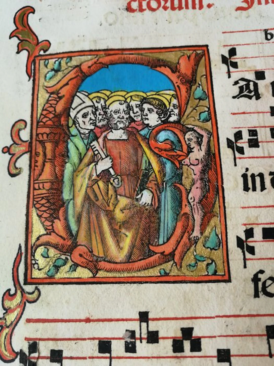 Religious objects - Paper - 1550-1600 - Sheet taken from a Gradual of 1562.