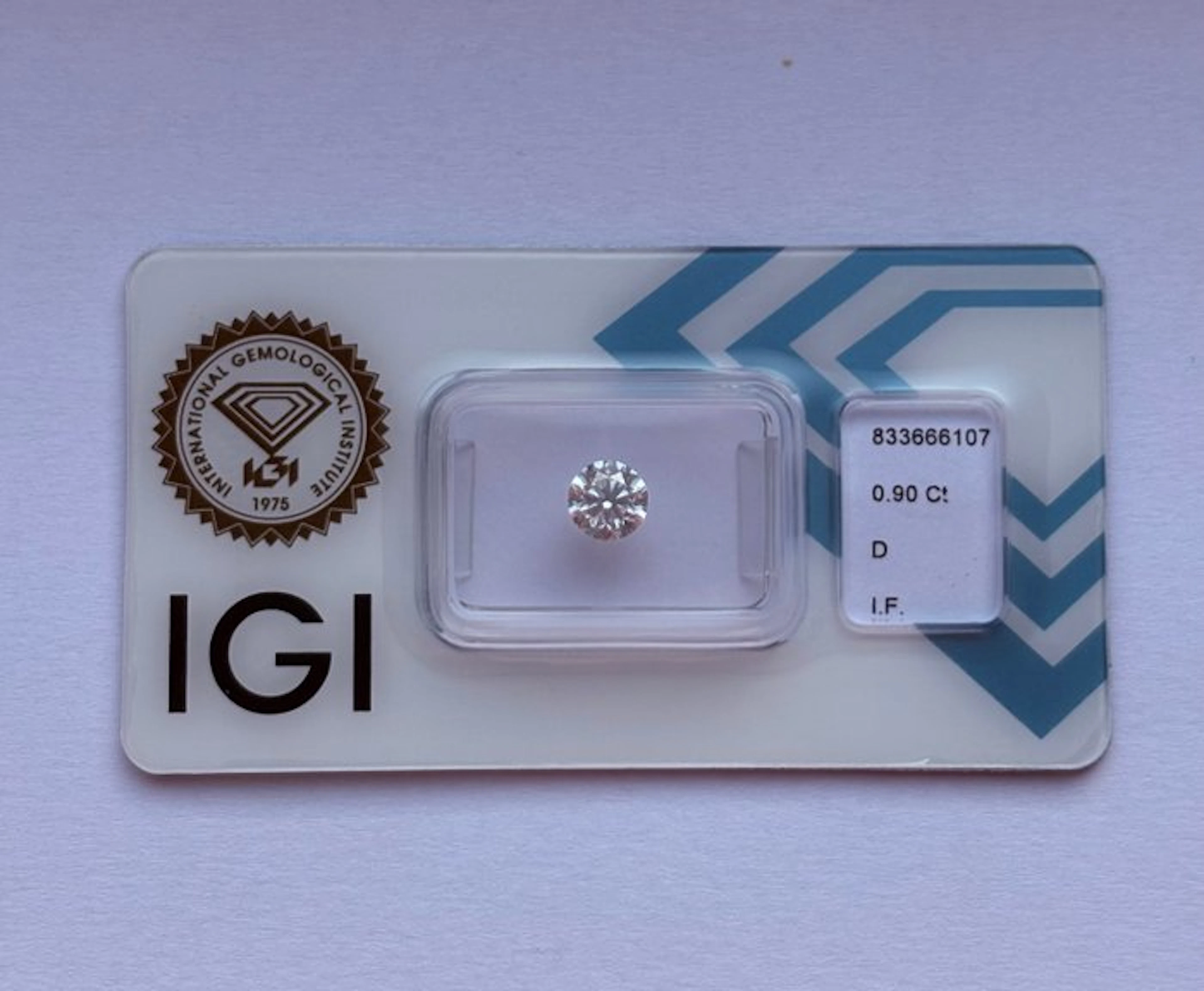 1 pcs Diamond (Natural) - 0.90 ct - Round - D...