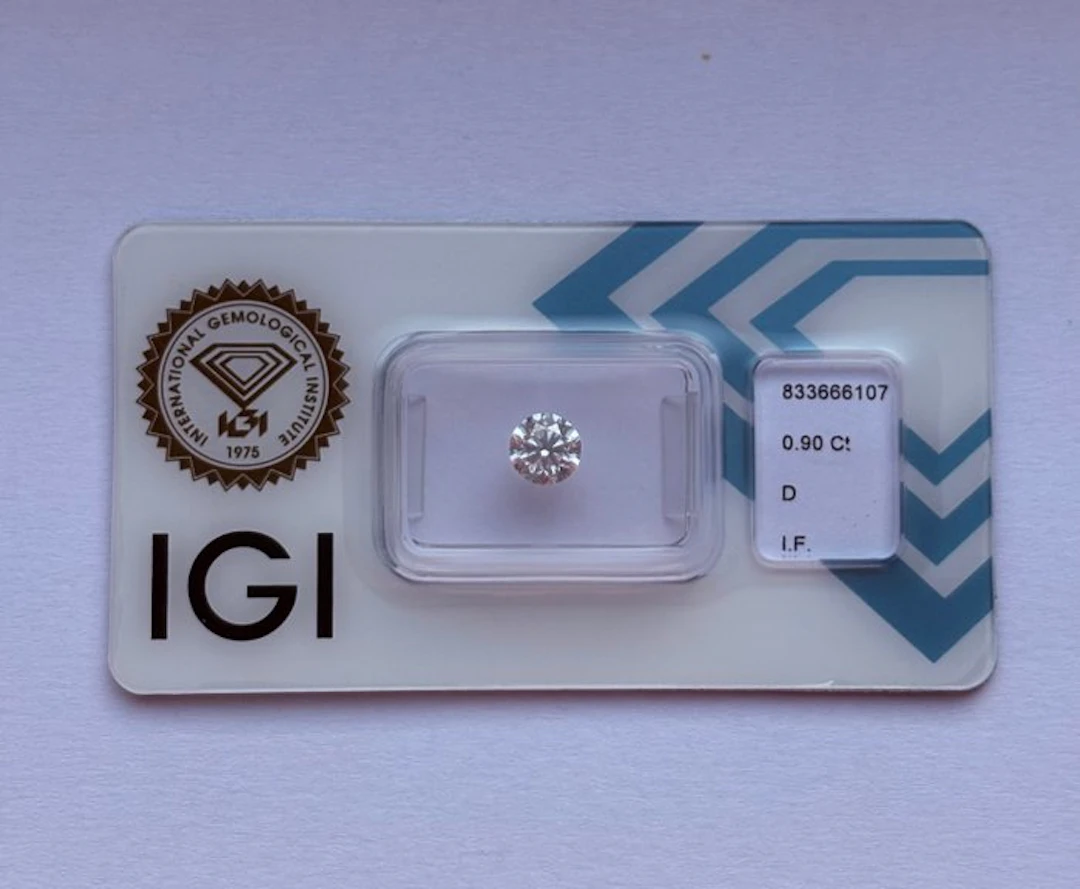 1 pcs Diamond (Natural) - 0.90 ct - Round - D...