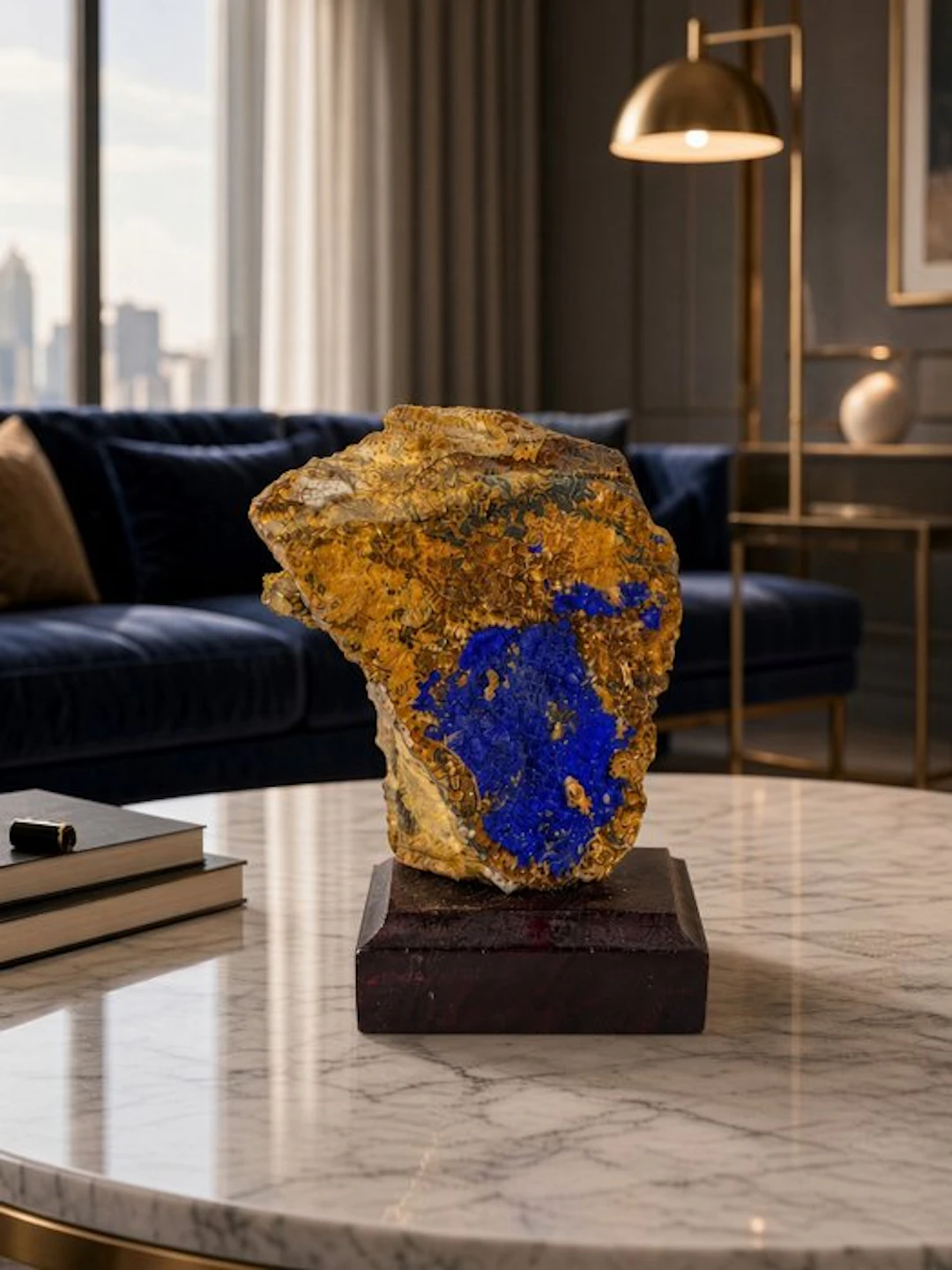 Azurite on natural matrix – Intense cobalt blue –...