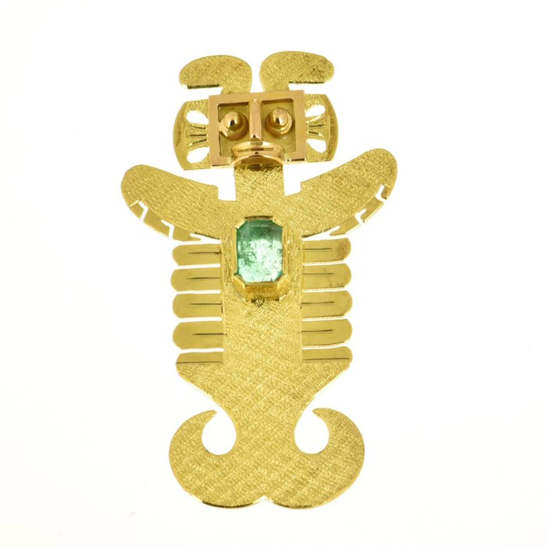 Pendant - 18 kt. Yellow gold Emerald