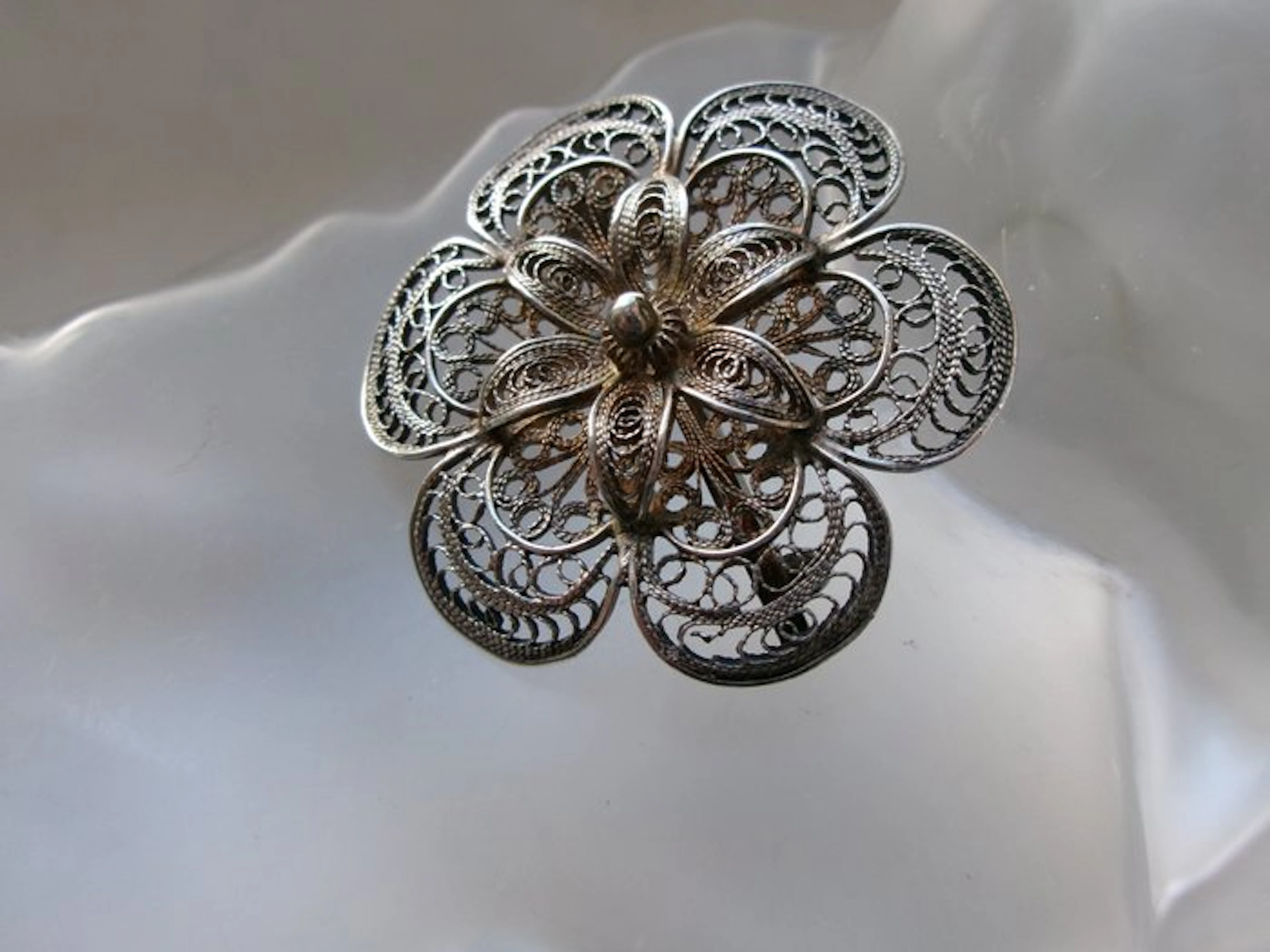 Silver, Filigree - Brooch - Art Nouveau