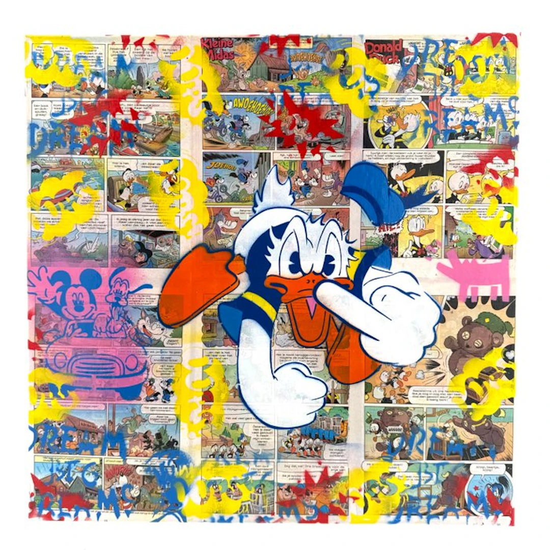 Koen Betjes (1992) - Rebellious Donald Duck x Comics x Collage (canvas)