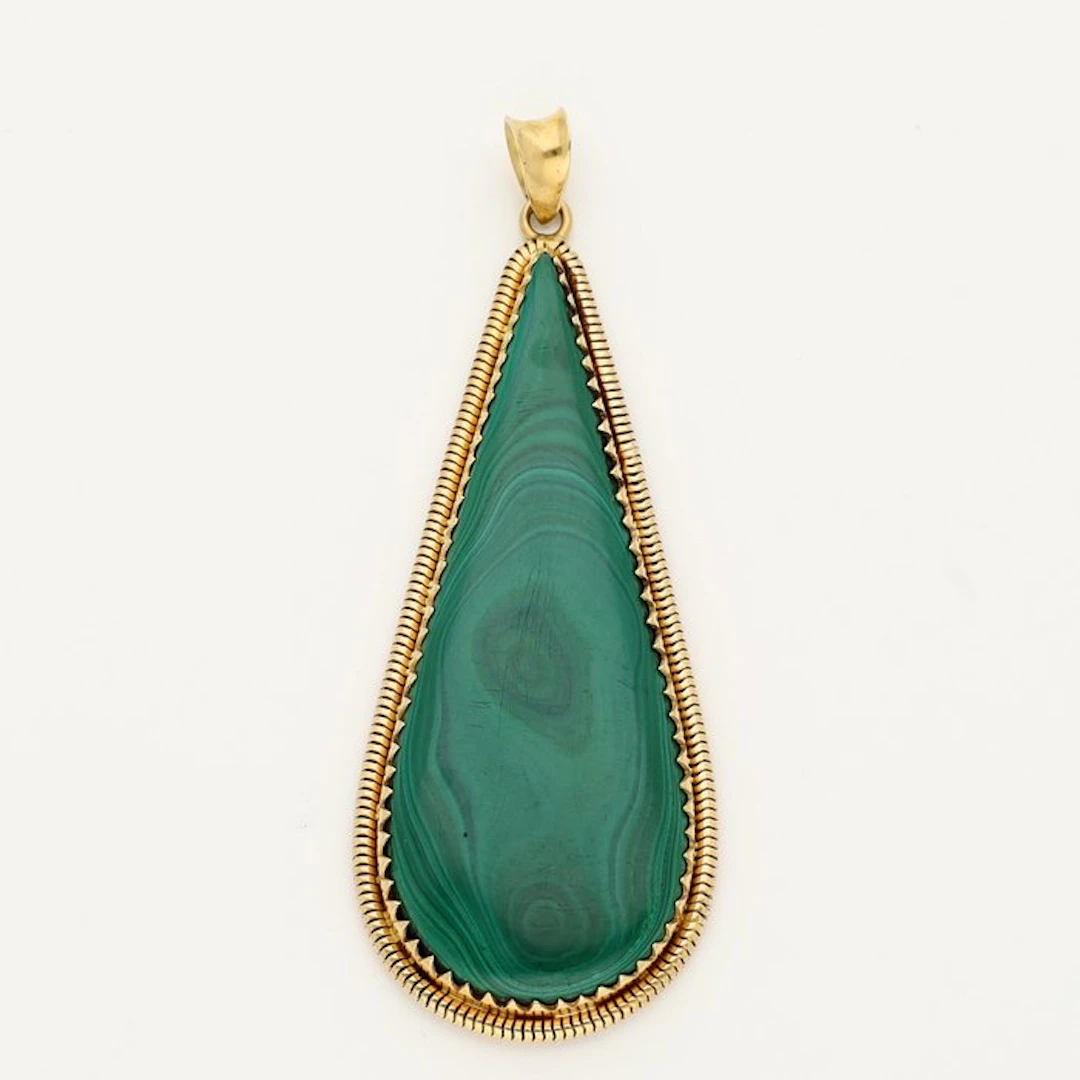Pendant - 18 kt. Yellow gold - malachite