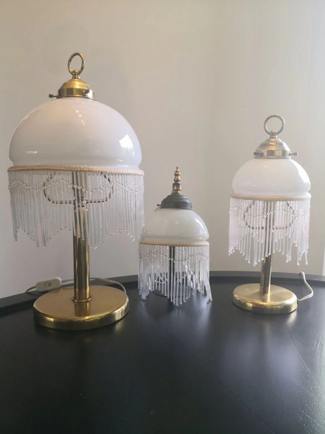 Lamp (3) - Brass, Glass - Vintage lamps