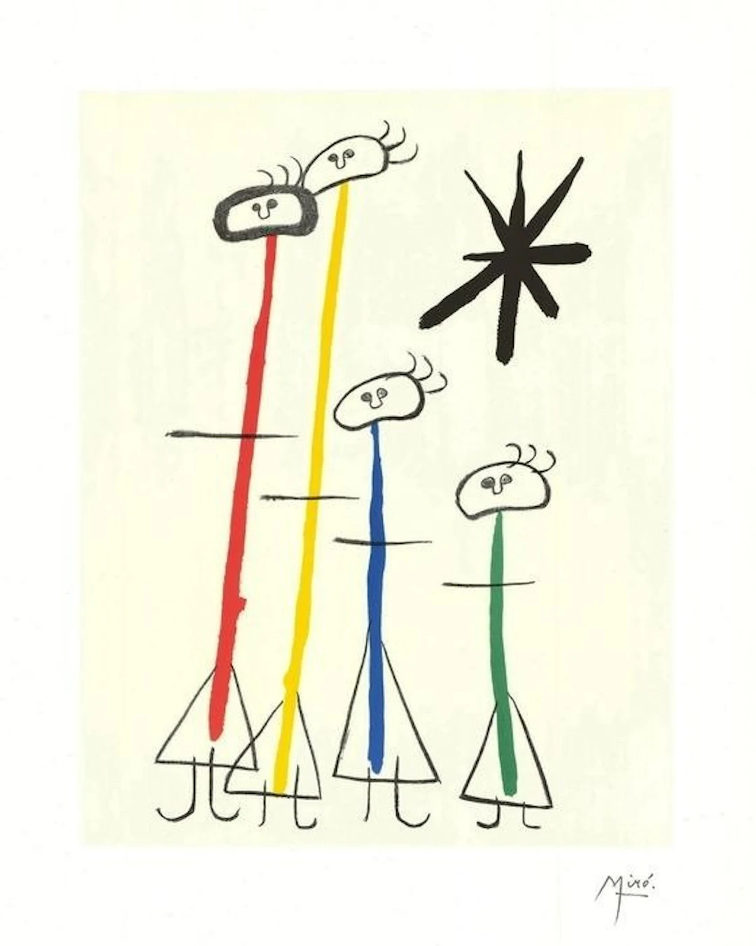 Joan Miro (1893-1983) - Famille à l'étoile (Parler seul, R299)