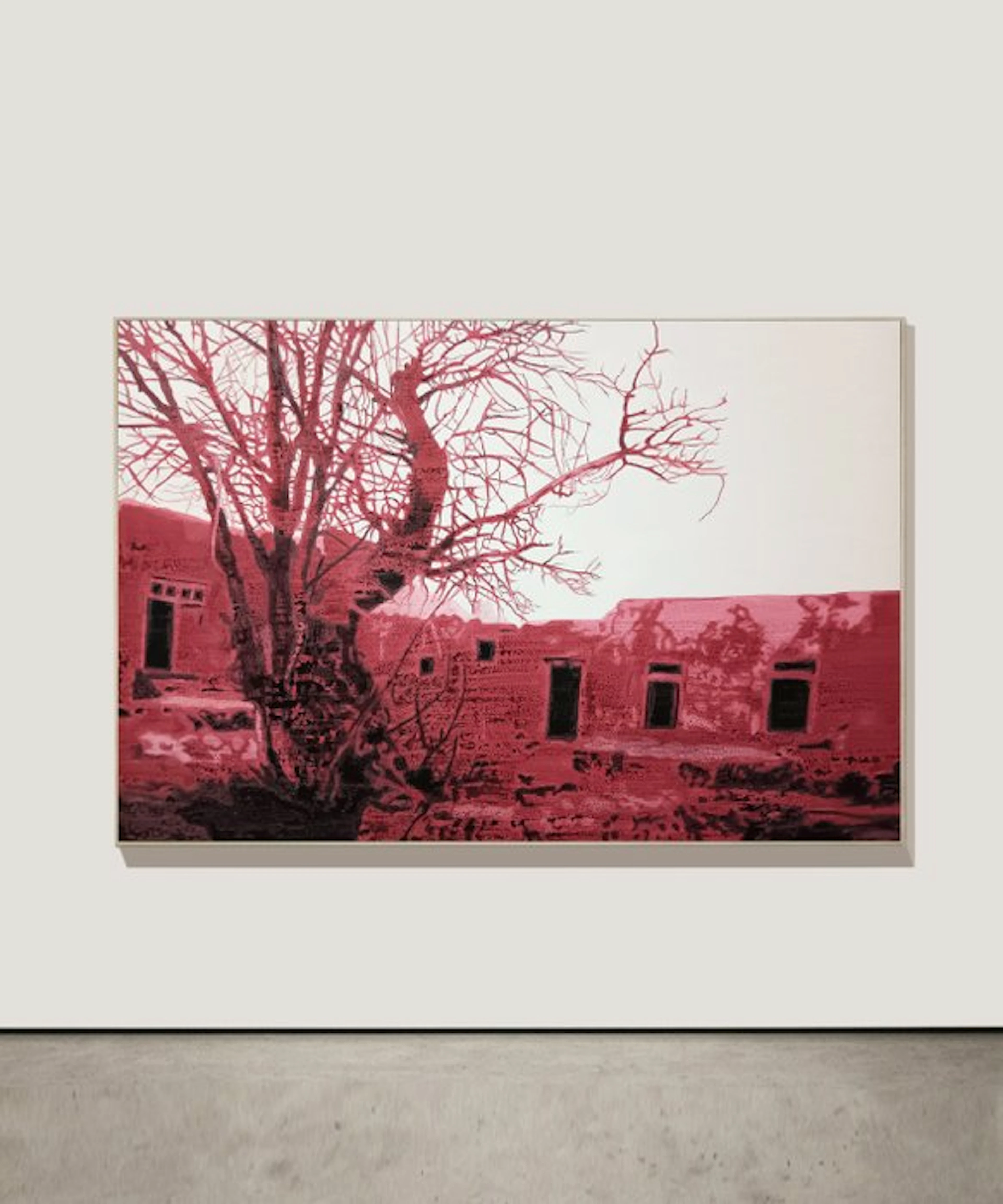 Atigula Aziz - House with Tree (In Red)