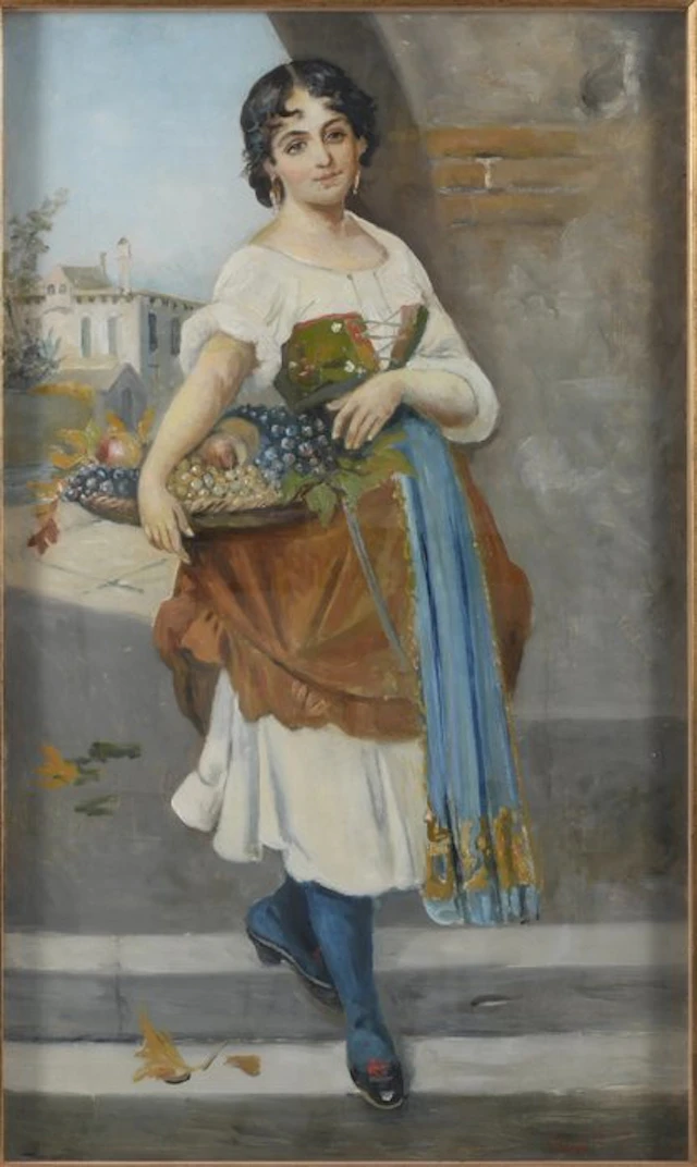 Luigi Fontana (1827-1908) - Popolana con cesto di frutta