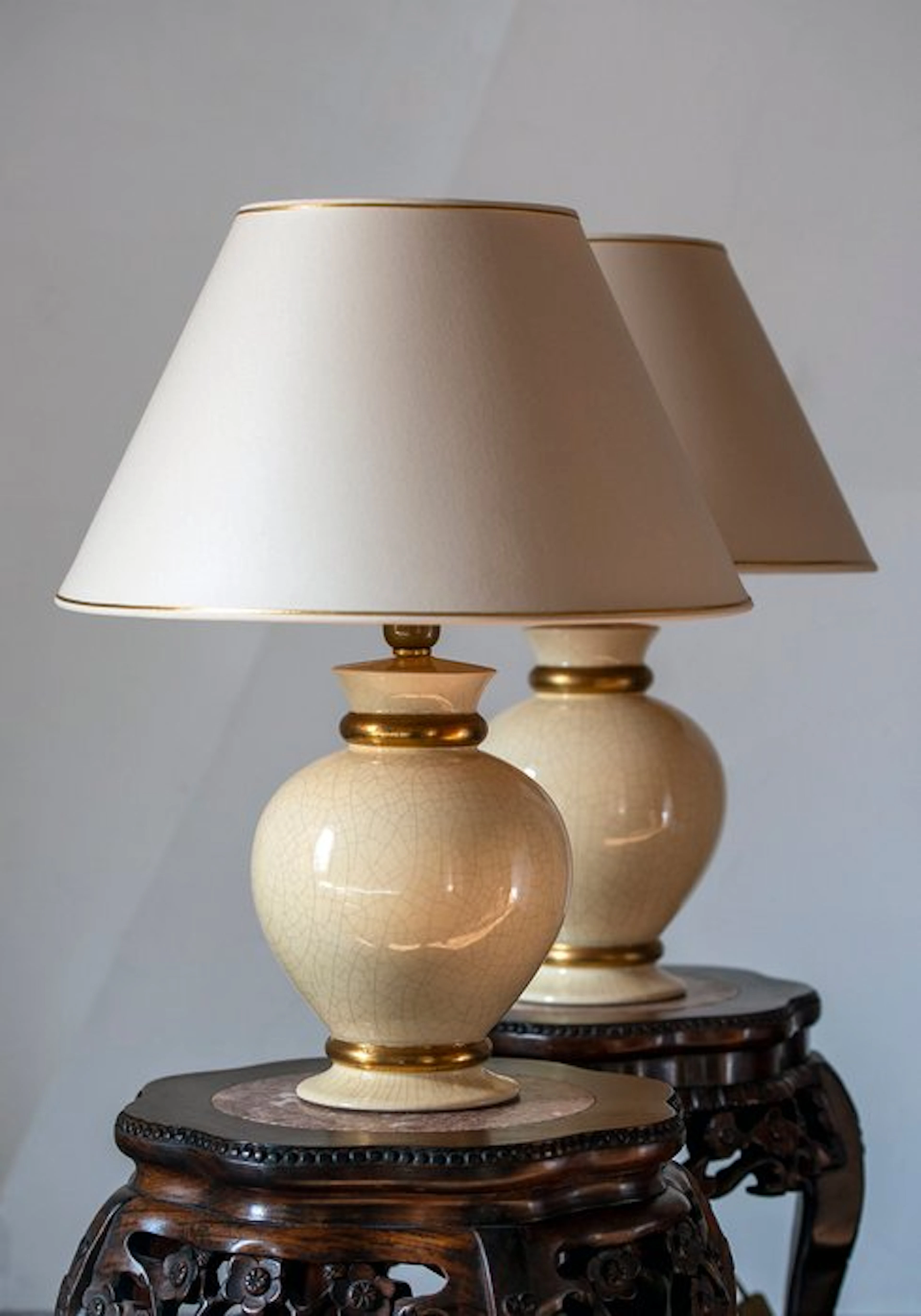 Maison Le Dauphin - Table lamp (2) - Glazed and gilded...