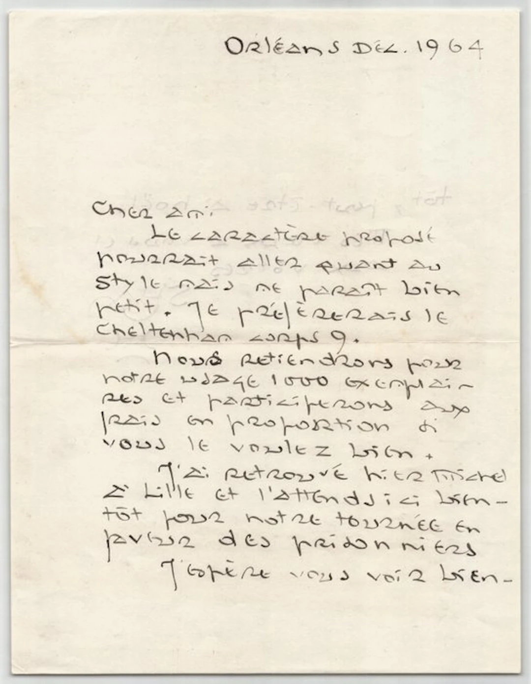 Lanza del Vasto - Lettre autographe signée adressée Mr Jean Trélaün - Édition