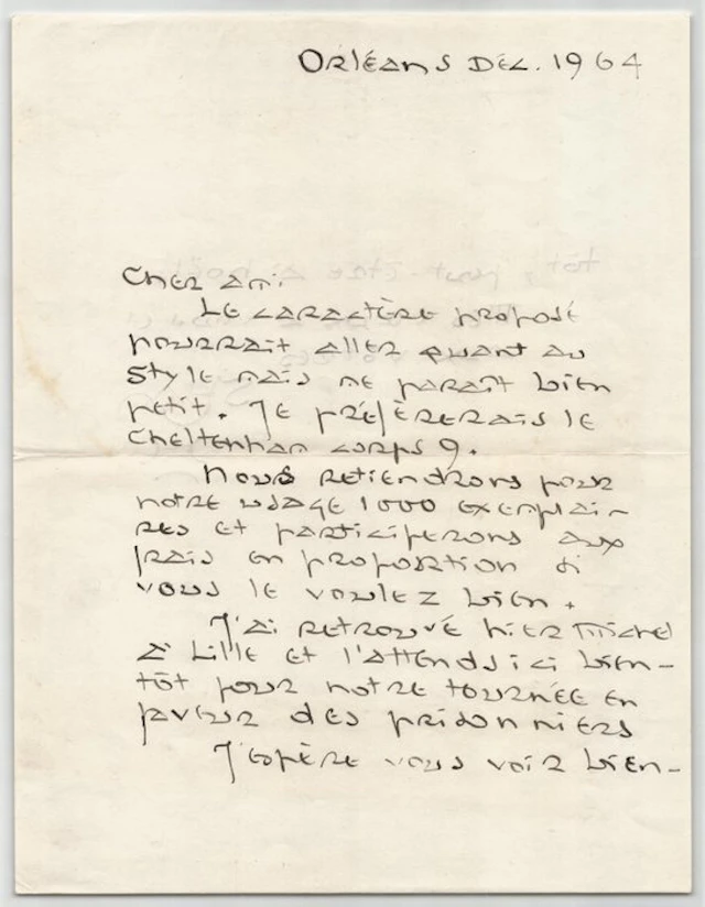 Lanza del Vasto - Lettre autographe signée adressée Mr Jean Trélaün - Édition