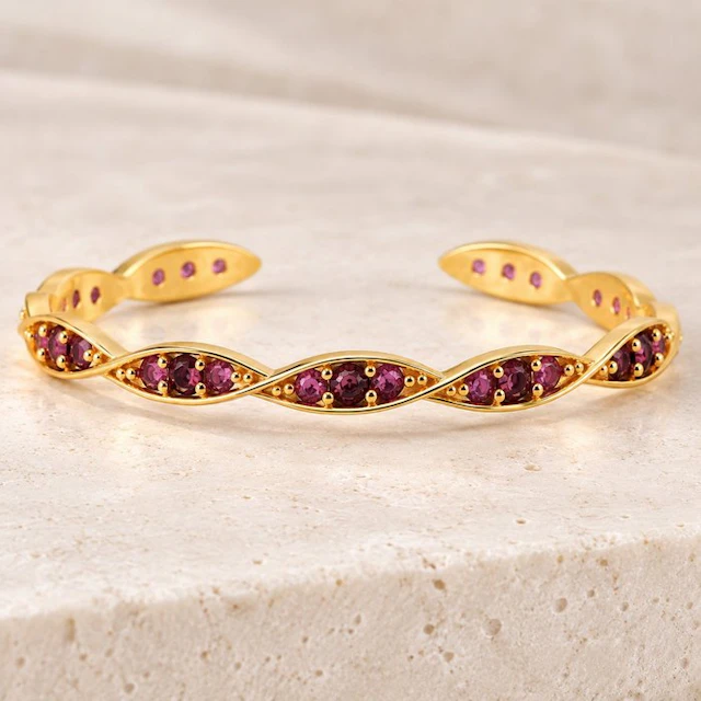 No reserve price - Bracelet Silver - Garnet - Certified
