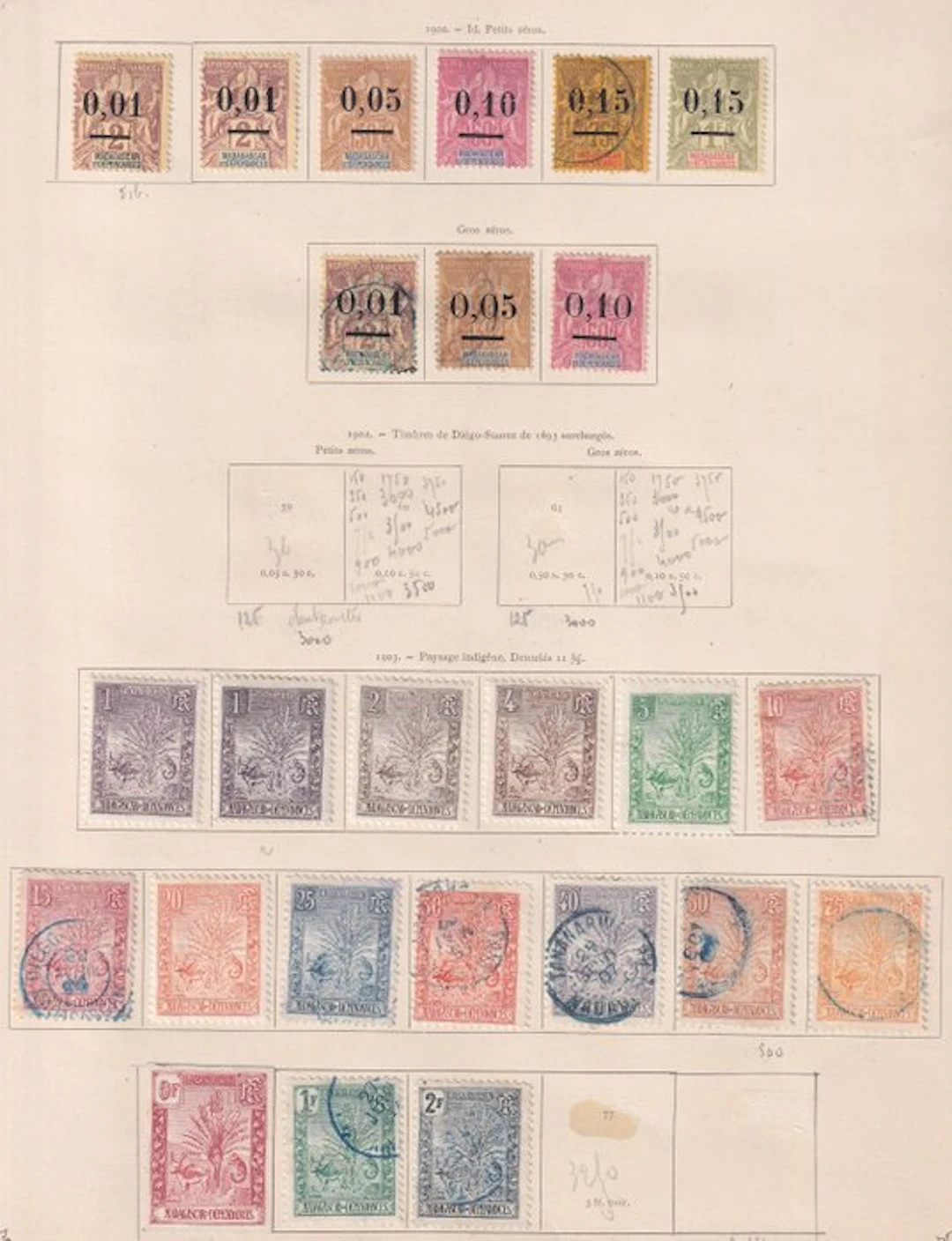 Madagascar 1902/1903 - collection de timbres - Yvert n°51 à 76
