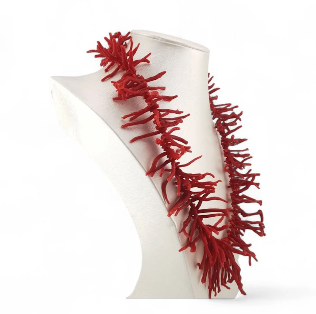 Coral - Silver - Necklace - artisanal craftsmanship