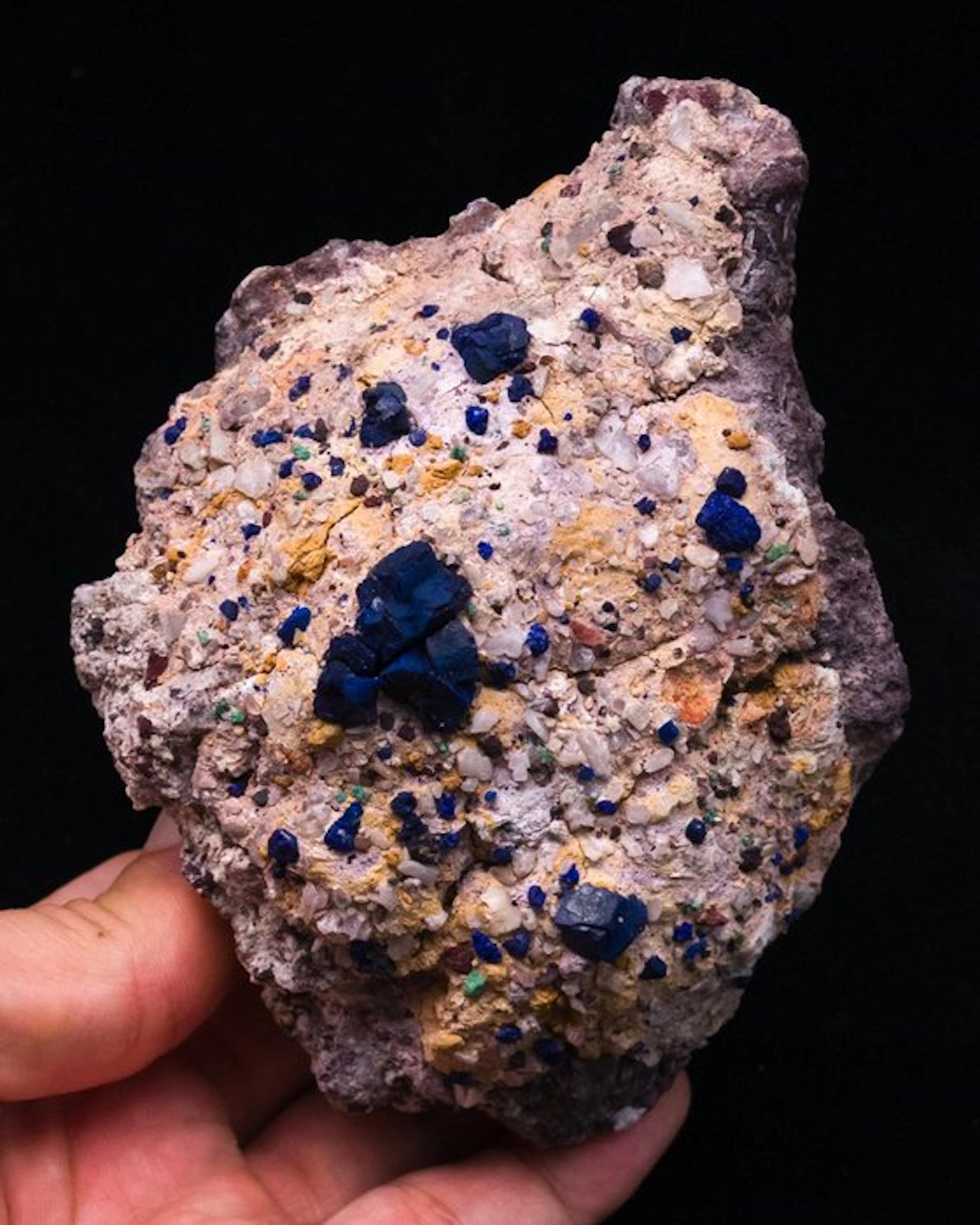 Moroccan Azurite on matrix - Height: 11.2 cm - Width: 8.6 cm- 382 g - (1)