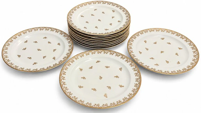 Limoges – Grétin Dijon - 12 grandes assiettes en...