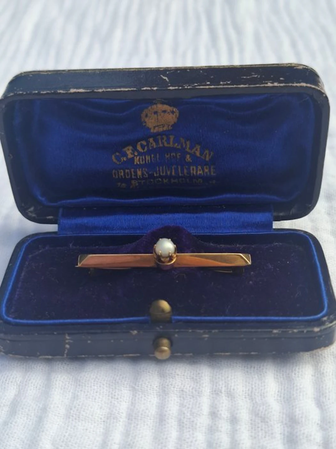 Brooch - 18 kt. Yellow gold Pearl