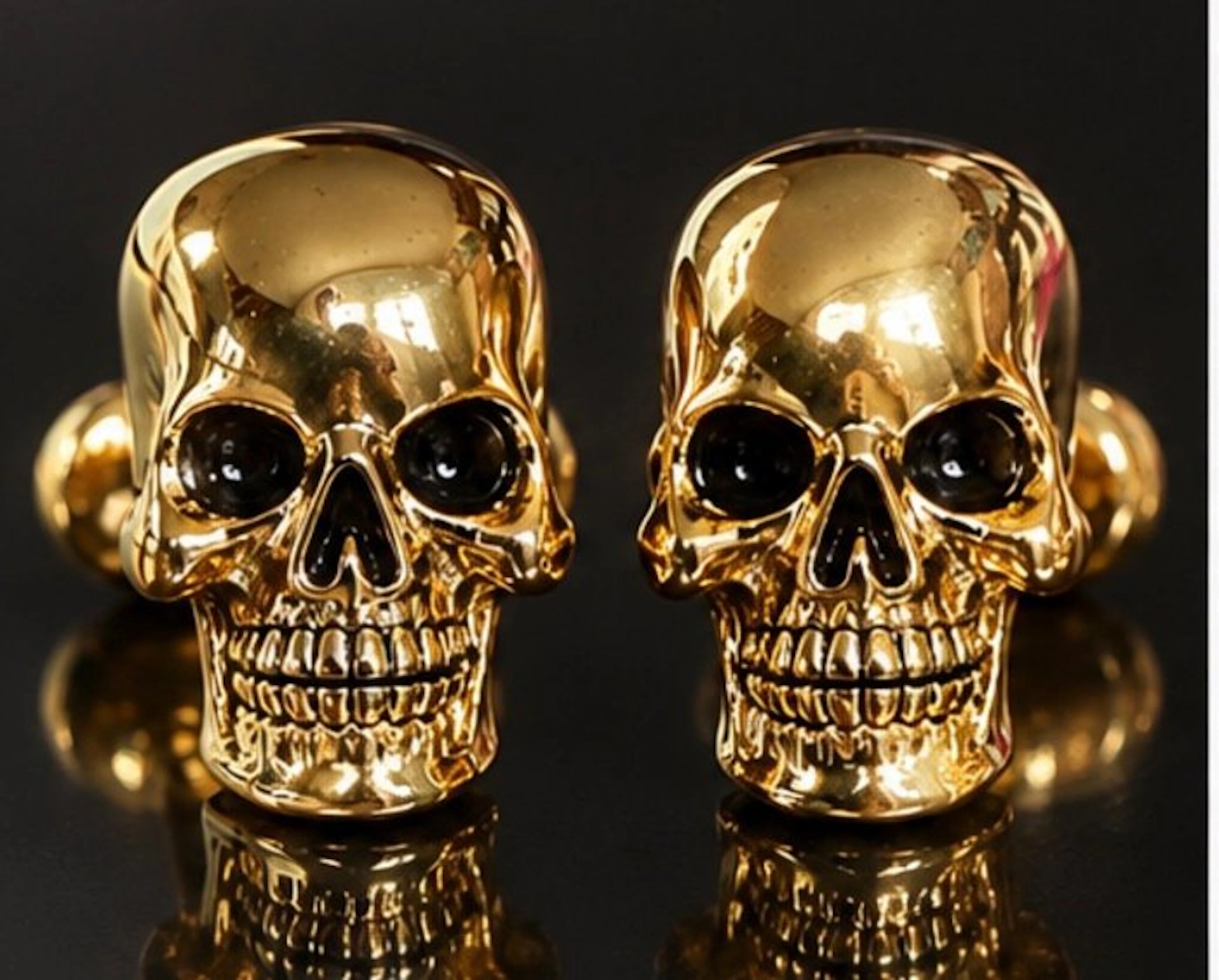 Elegant Memento Mori Skull rolled gold Cufflinks - Cufflinks