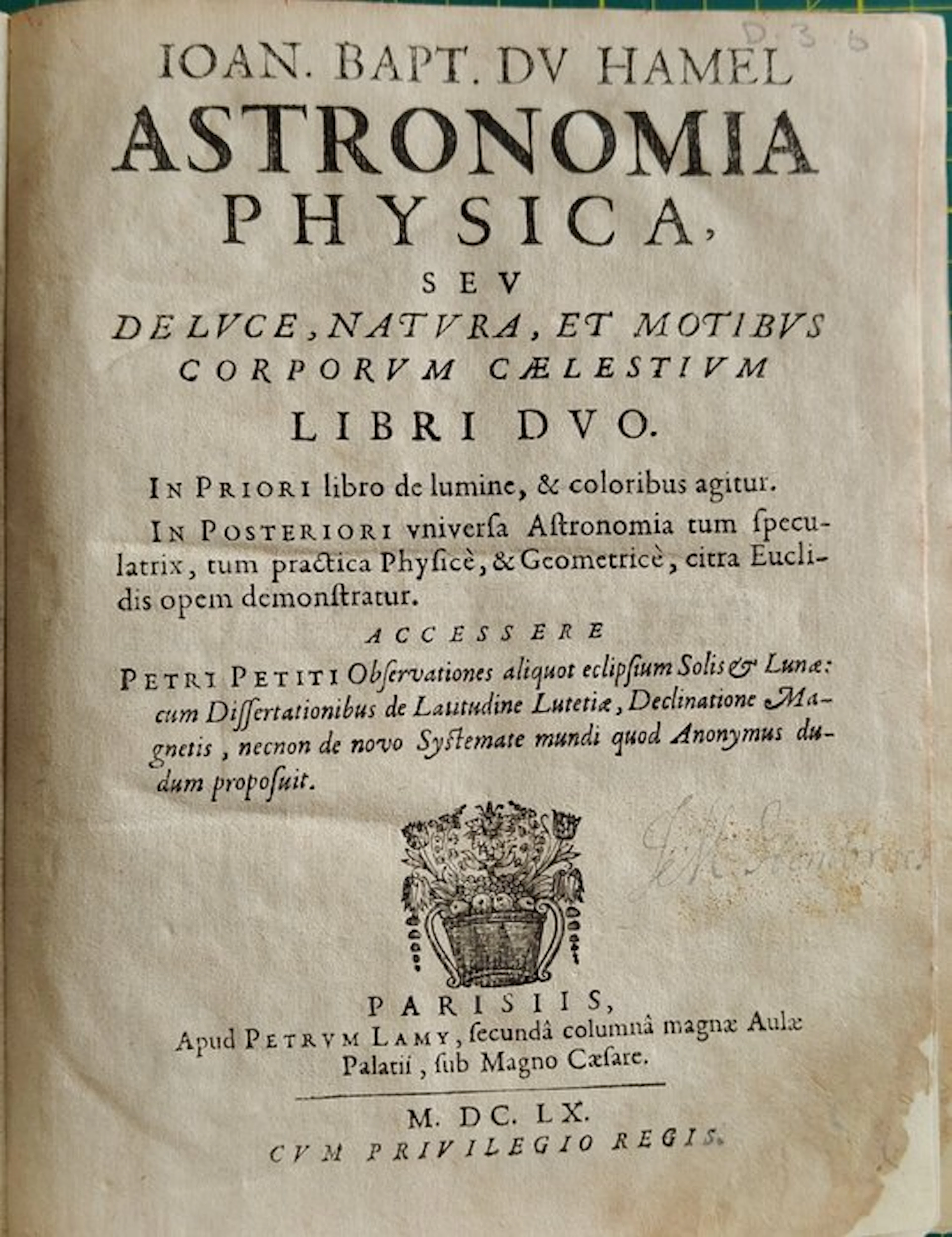 Jean-Baptiste Du Hamel - Astronomia Physica – con scritti di Pierre