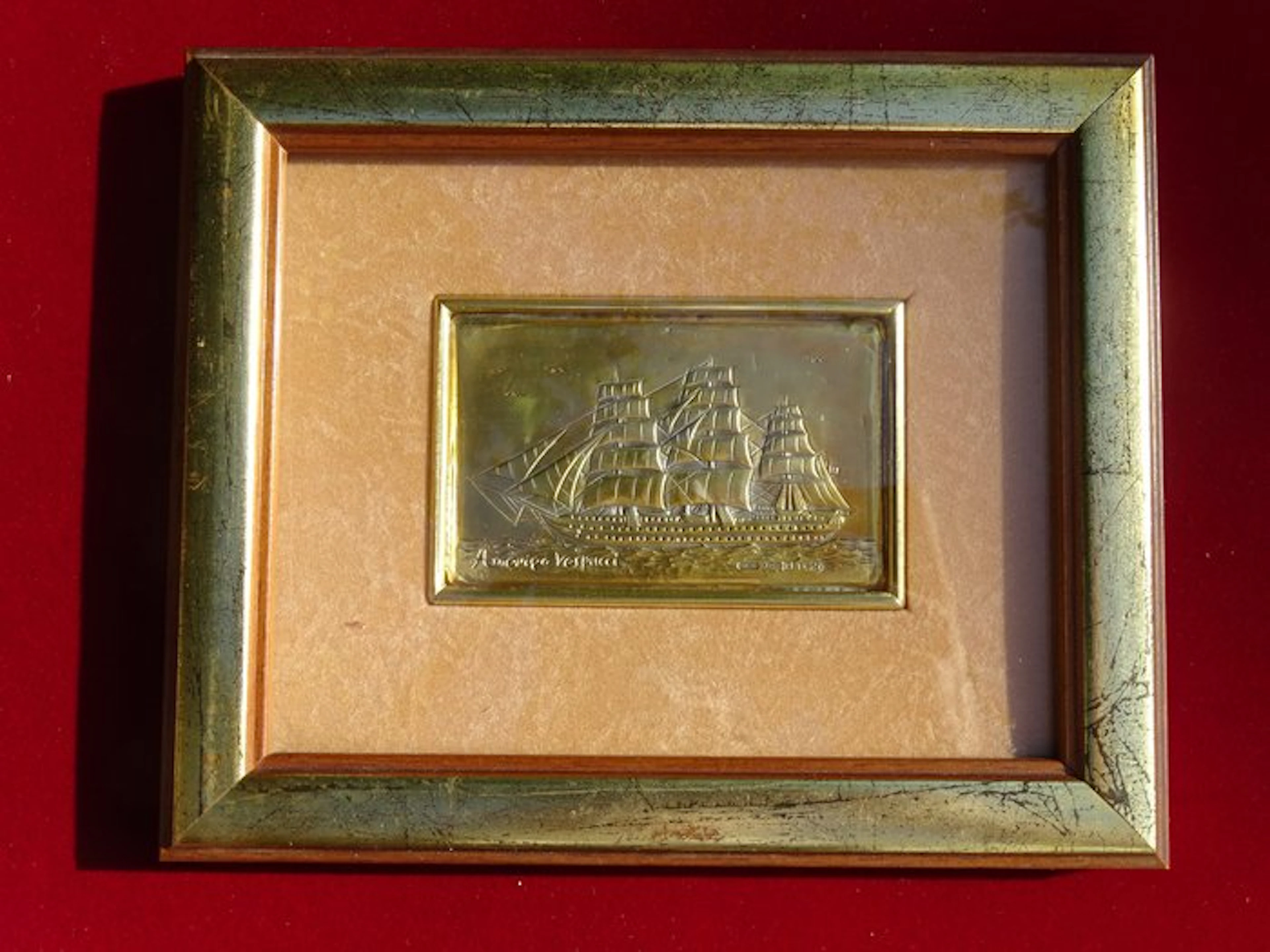 Italy. Threee-Masted Ship 24 Carat Gold Finished over Silver (No reserve price)